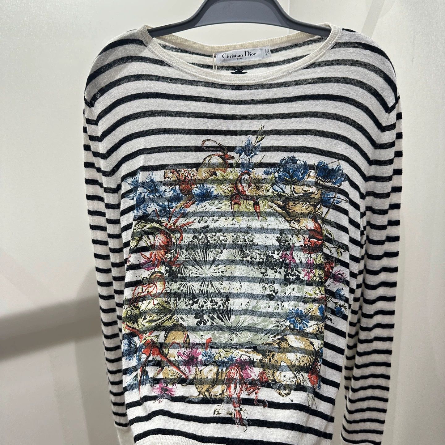 Christian Dior Monsieur Christian Dior mar141 striped linen zoo knit long sleeve 34 Size XS / US 0-2 / IT 36-38 - 6 Thumbnail