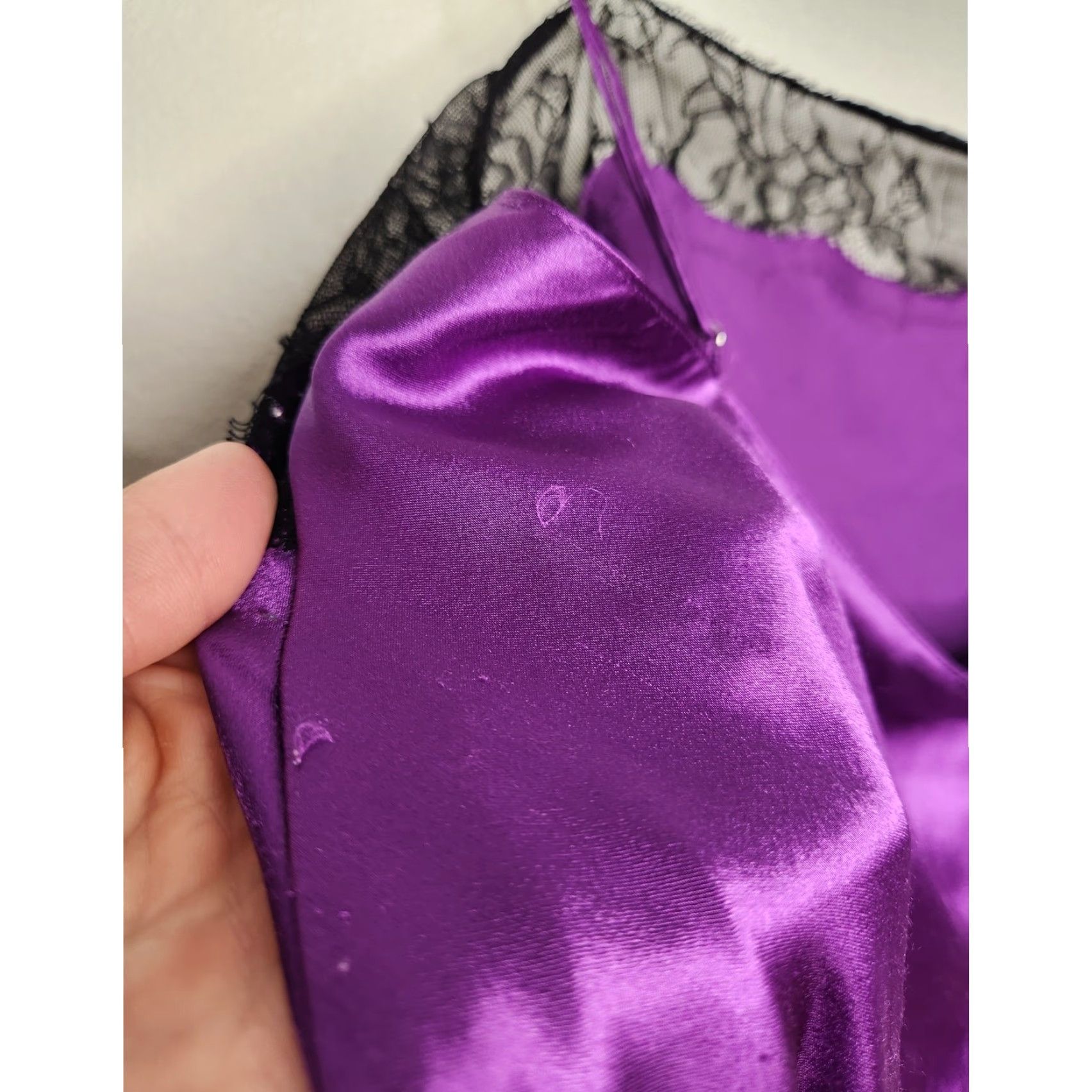 Victoria's Secret VINTAGE Victoria's Secret Satin Slip Dress Lace Bows Purple L Women's Short 32 18 90s Y2K Witchy Dress Size L / US 10 / IT 46 - 5 Thumbnail