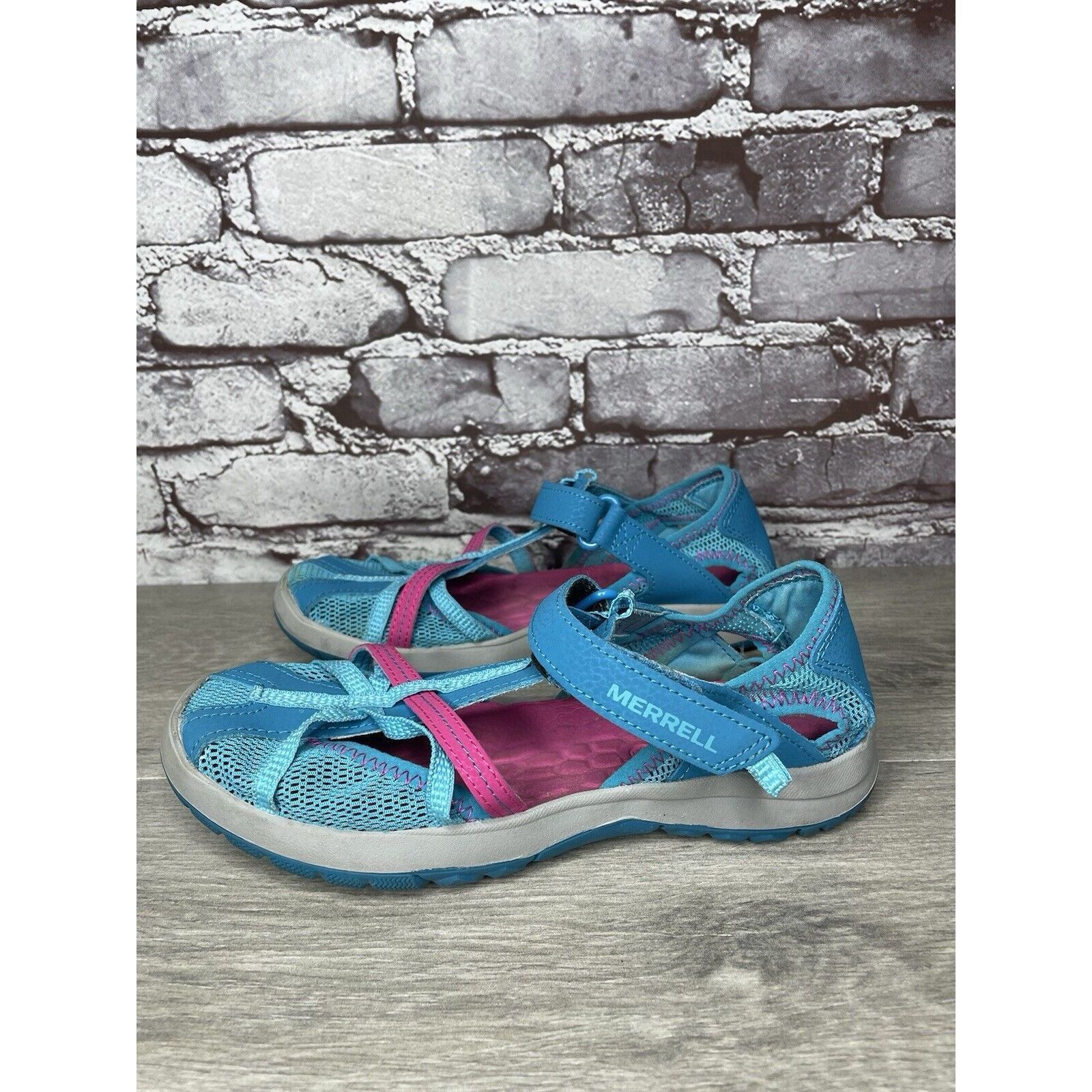 Merrell Merrellb61594 Blue Textile Synthetic Mesh Maryjane Strap Sho Size US 5 / IT 35 - 11 Thumbnail