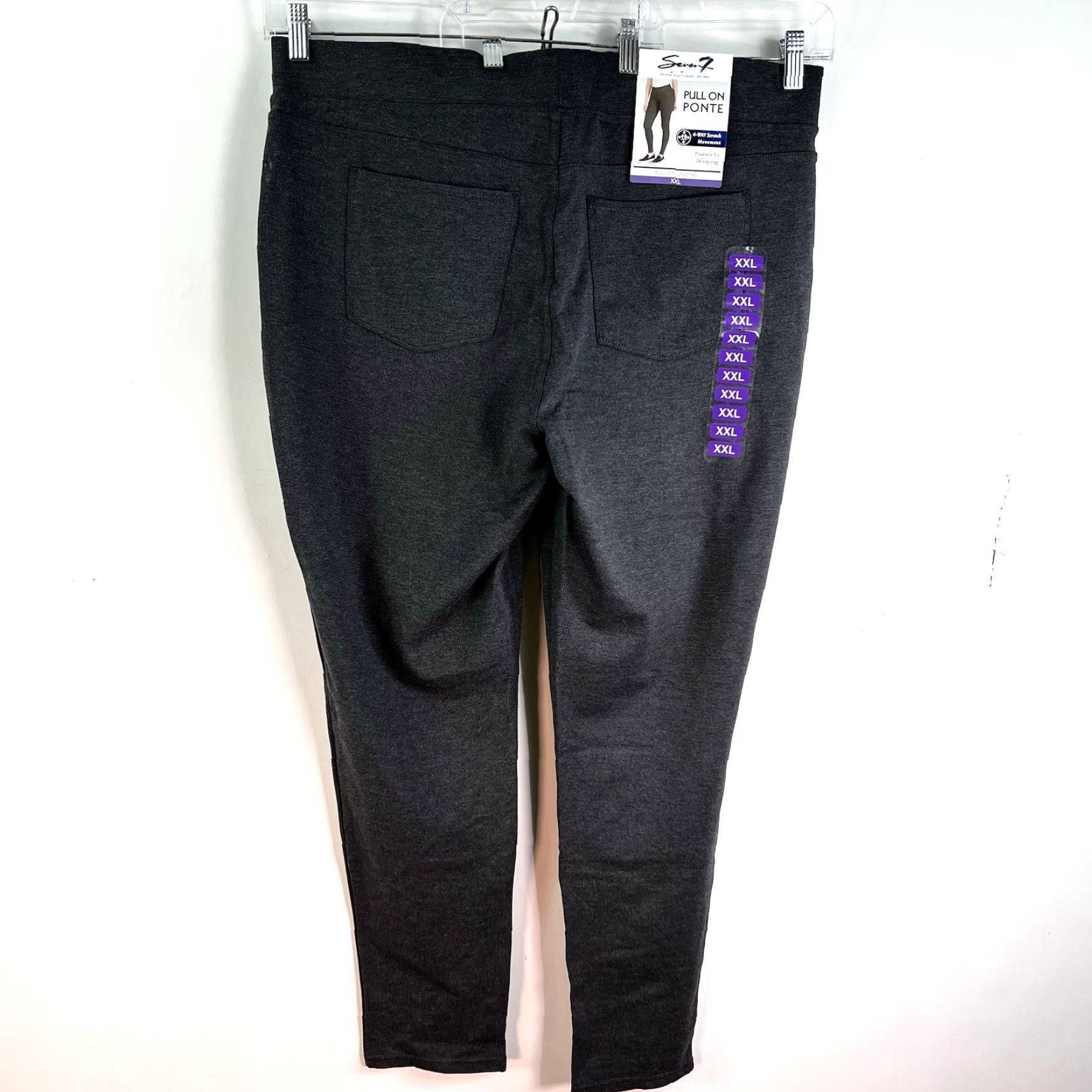 Vintage Seven7 Ponte Skinny Leggings Womens 2XL Gray Pull On Ankle Leggings Athletic Stretch NWT 40X30 Size 40" / US 18 - 6 Thumbnail