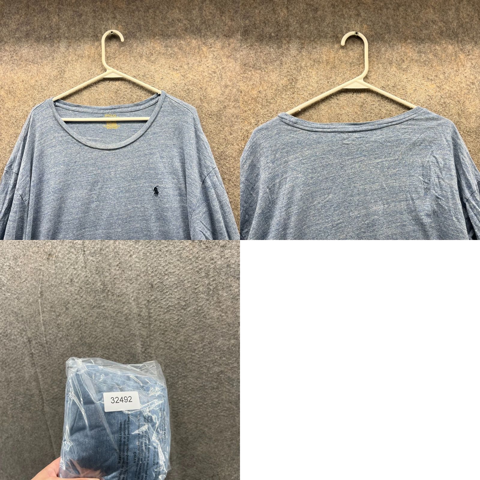 Polo Ralph Lauren Polo Ralph Lauren Shirt Mens XXL Blue Long Sleeve Crewneck Heather Embroidered Size US XXL / EU 58 / 5 - 8 Thumbnail