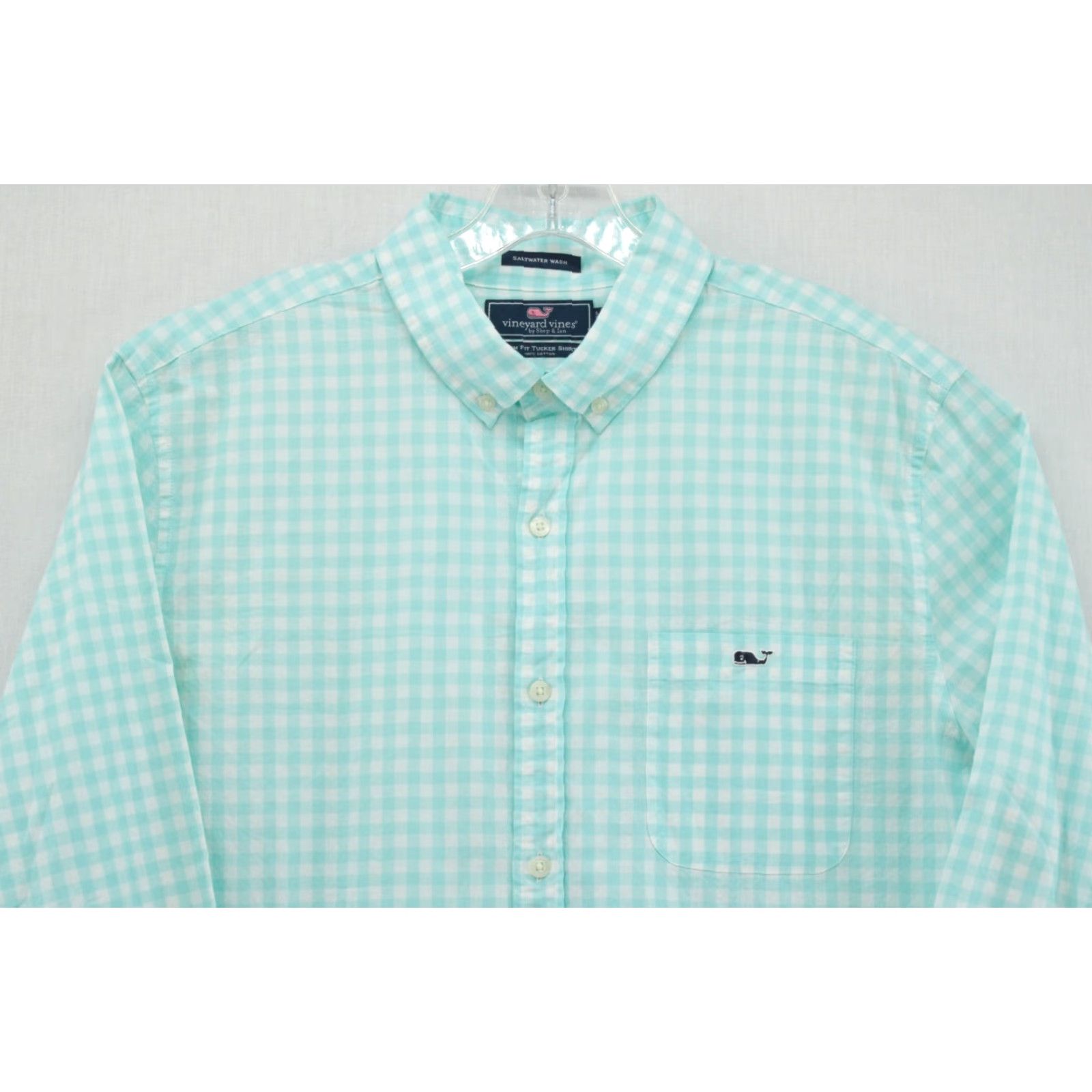 Vineyard Vines VINTAGE Vineyard Vines Tucker Shirt Mens Large Gingham Check Long Sleeve Ming Green Button-Up Preppy Size US L / EU 52-54 / 3 - 2 Thumbnail