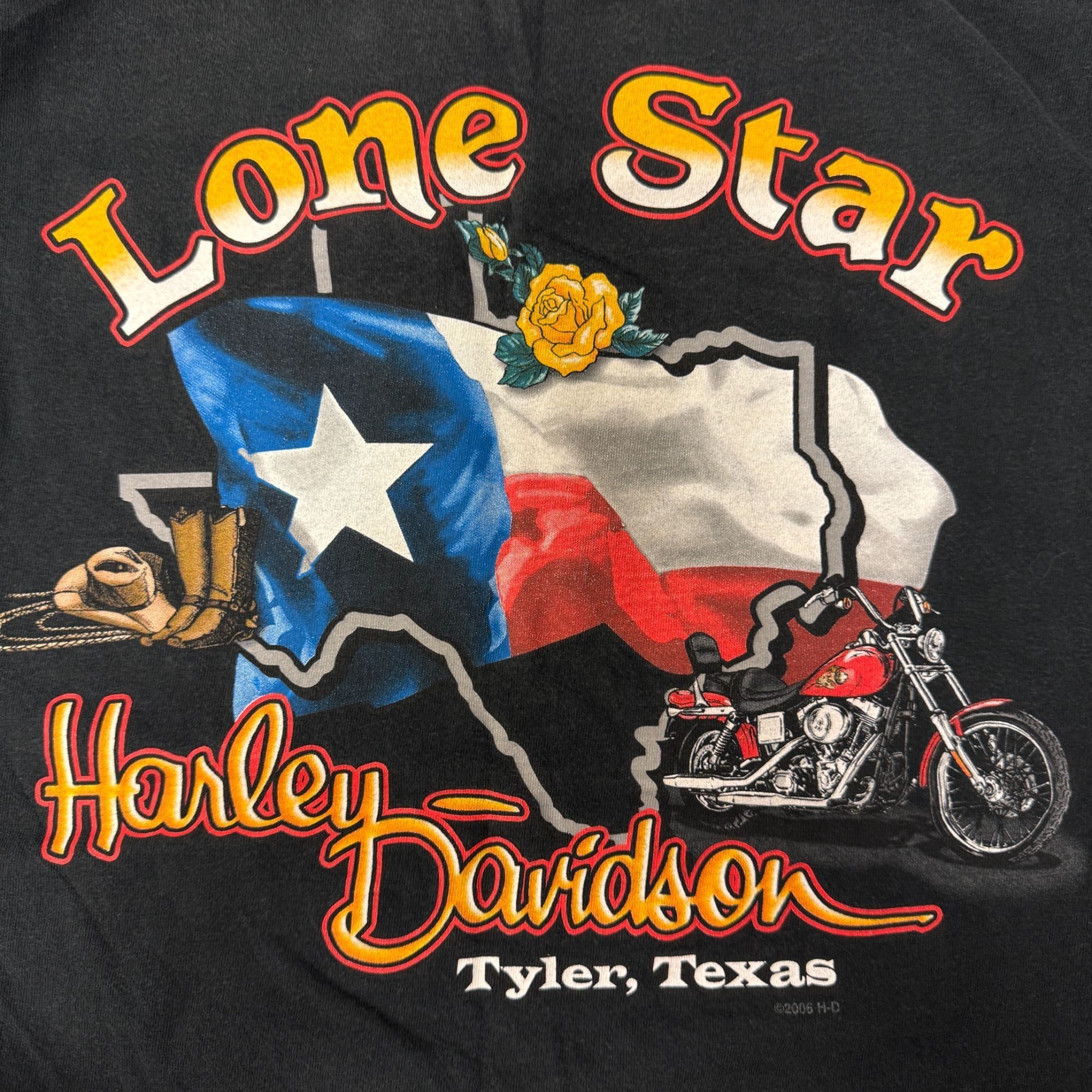 Harley Davidson H-D Motorcycle LONG STAR State Yellow Rose TEXAS Flag Biker Size US M / EU 48-50 / 2 - 1 Thumbnail