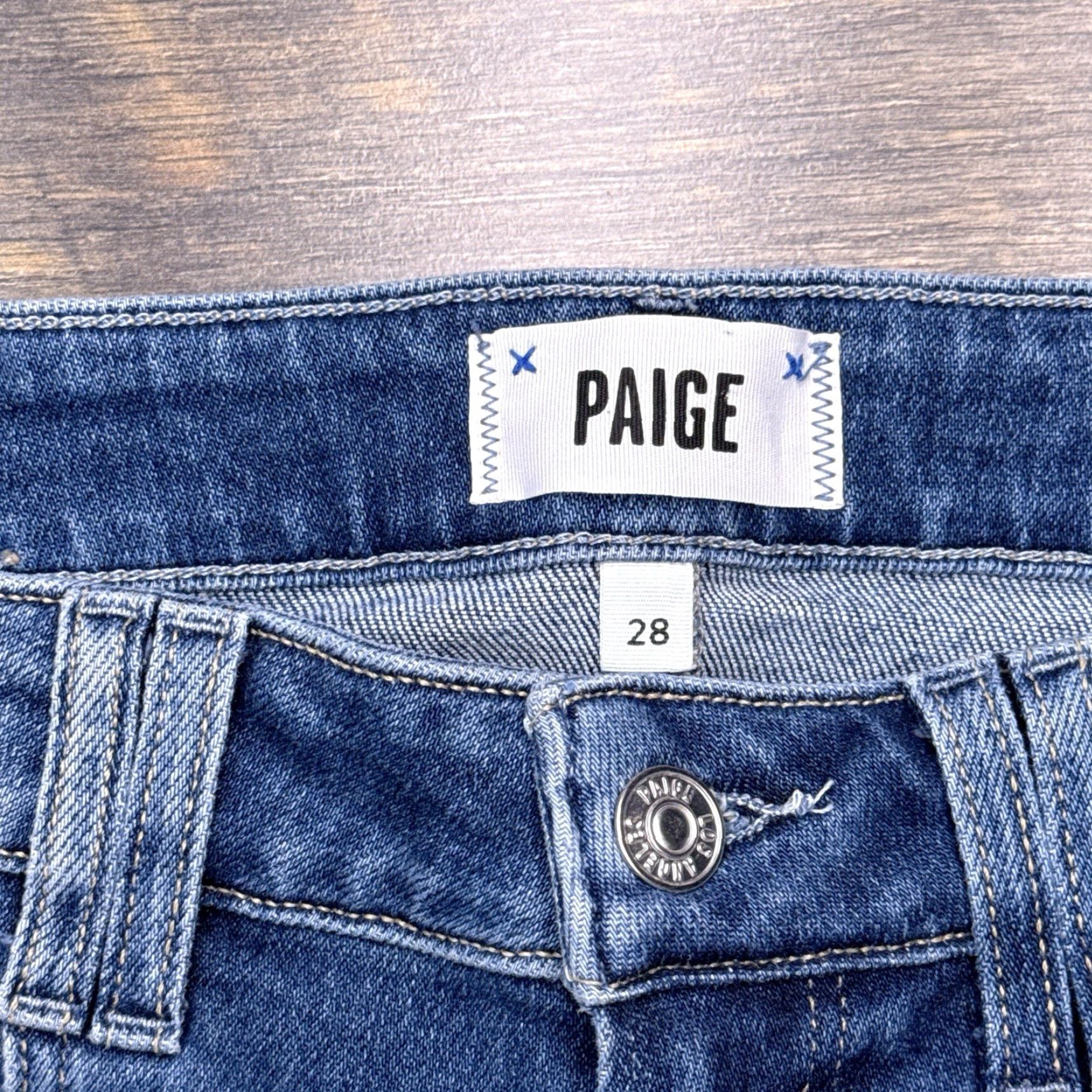 Paige Paige Womens Jeans Wide-Leg 28 Distressed Stretch Denim Blue 5-Pocket Logo High Rise Size 28" / US 6 / IT 42 - 4 Thumbnail