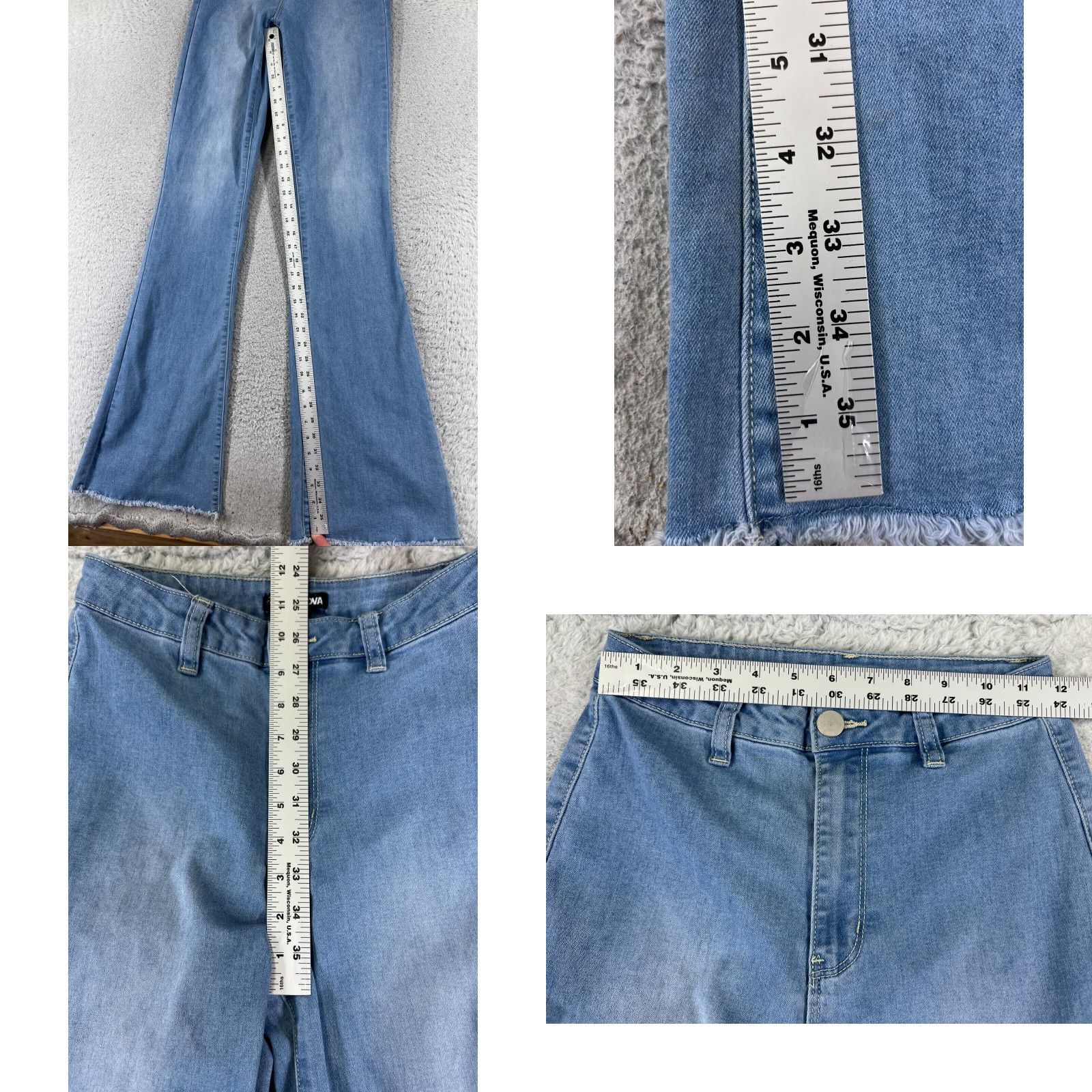 Fashion Nova Fashion Nova Jeans Womens Flared Denim 5 Blue Medium Wash 22x36 Cotton Size 27" / US 4 / IT 40 - 8 Thumbnail