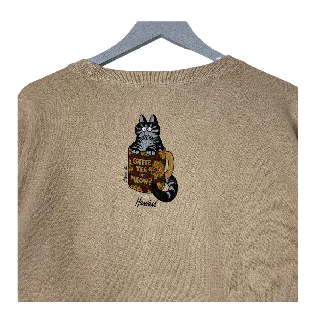 Vintage 💥VTG HAWAII CAT CRAZY SHIRT BEIGE SWEATER Size US L / EU 52-54 / 3 - 8 Thumbnail