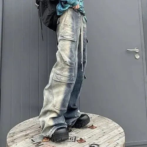 Jean Unisex Multi-pockets Drawstring Jeans Size US 31 - 7 Thumbnail