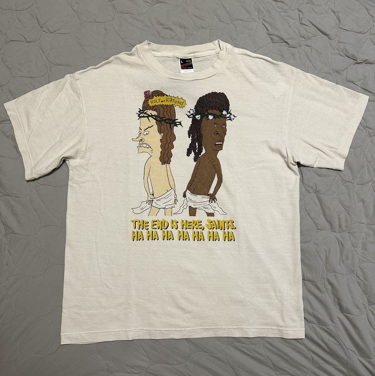 DENIM TEARS × Saint Michael Saint Tears Beavis and Butthead Jesus Tee ...