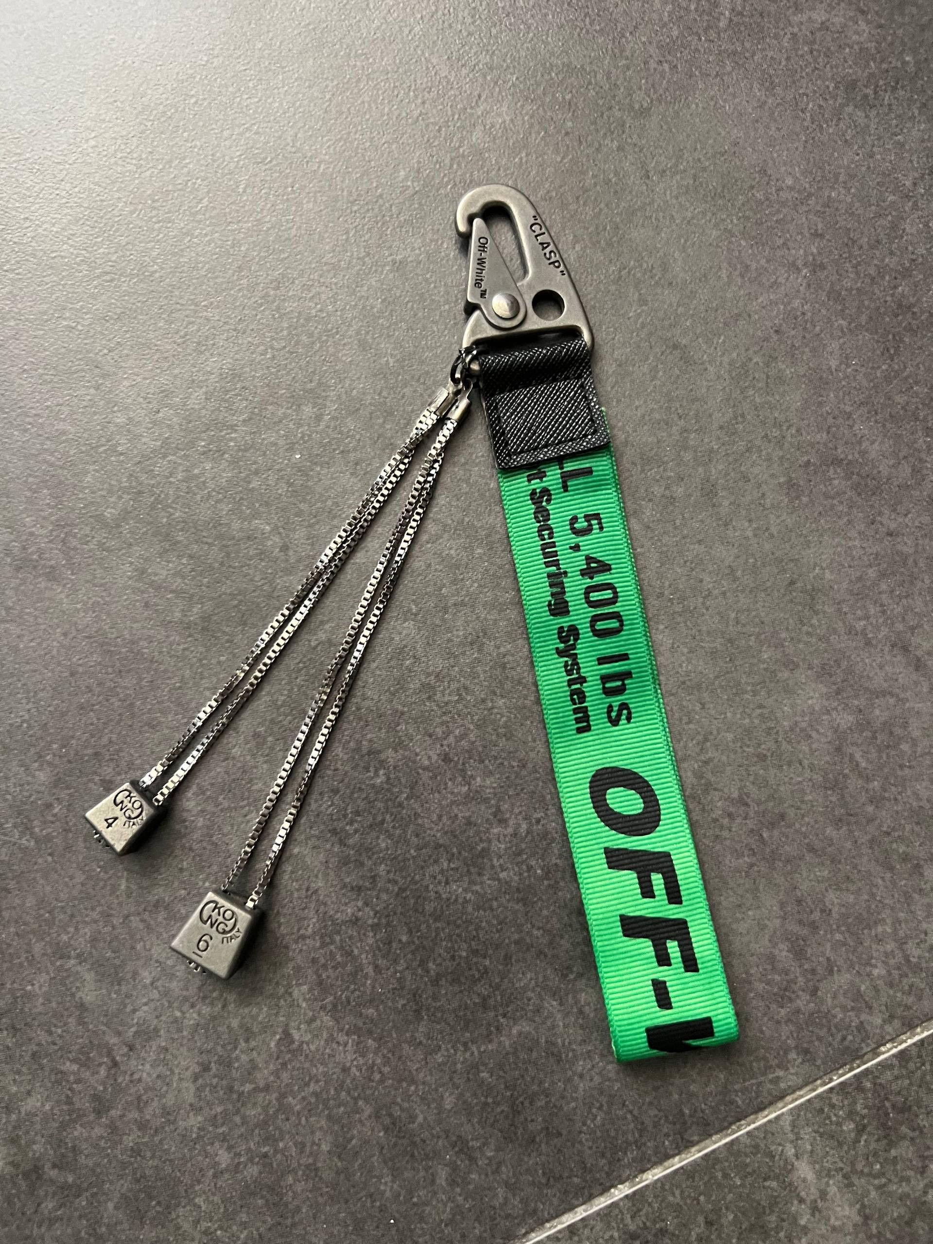 Off-White Off-White Embossed Metallic Leather Zip Tie Keychain