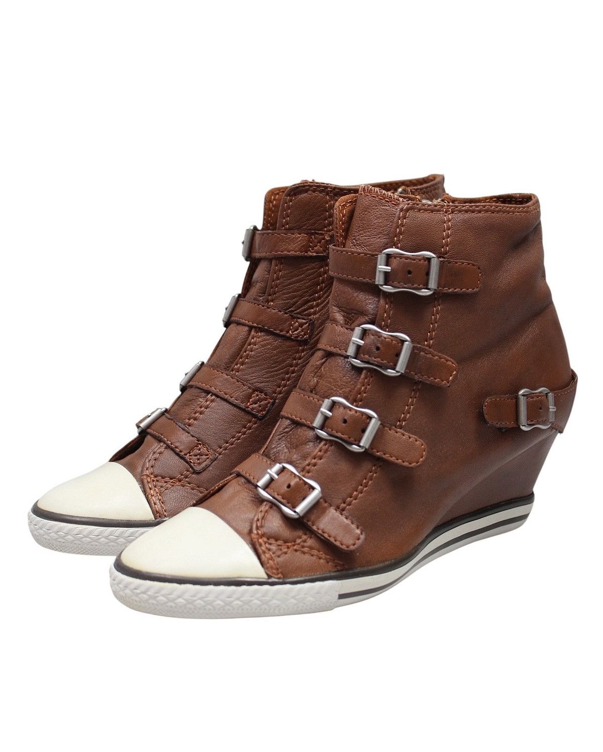 Isabel Marant 2000S ASH LIMITED BUCKLED LEATHER WEDGE SNEAKERS Size US 6 / EU 39 - 4 Thumbnail