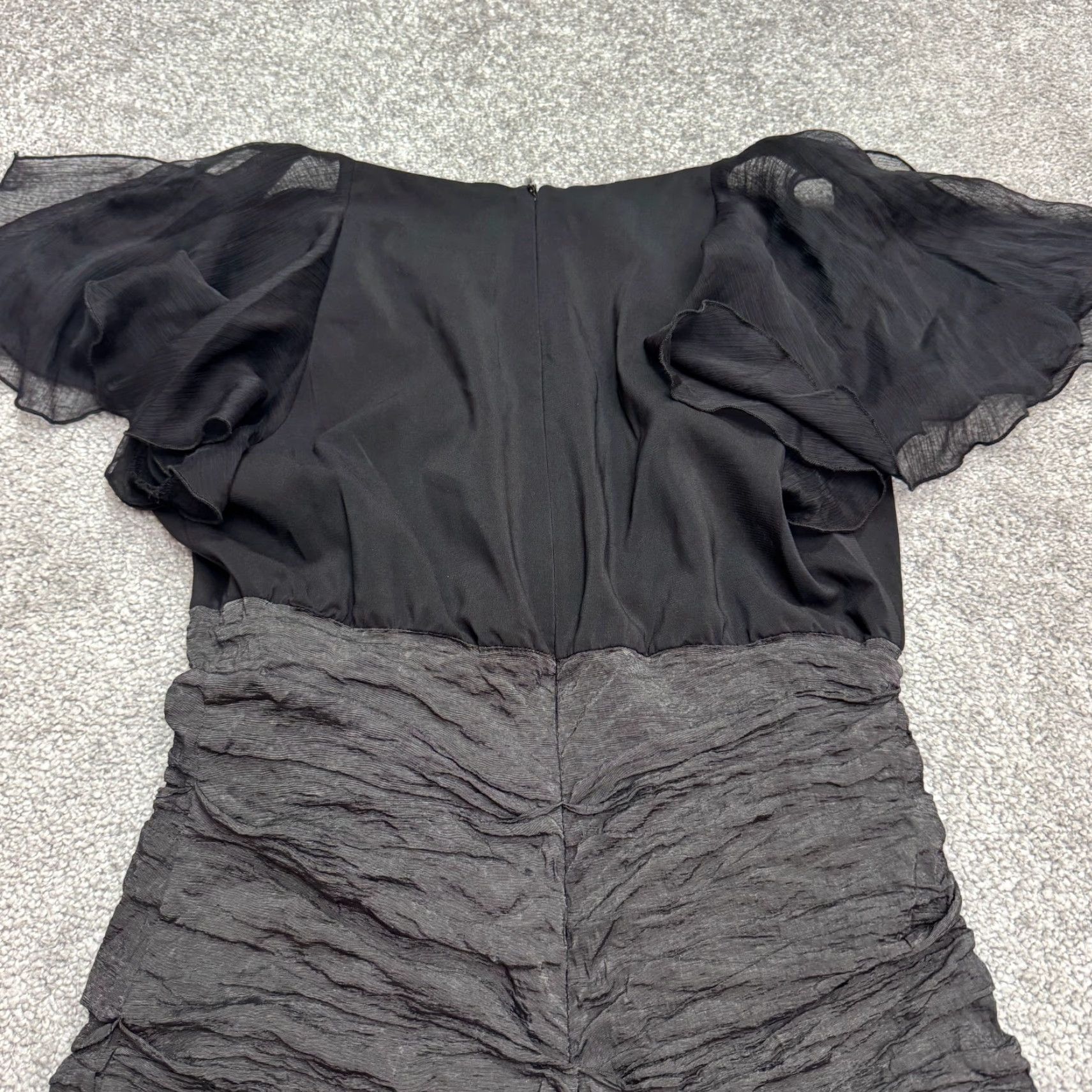 Joseph Ribkoff Joseph Ribkoff Mini Dress Womens 6 Black Ruched Flutter Sleeve Cowl Neck Party/Cocktail Dress Short Sleeve Solid Polyester Designer Classic Size M / US 6-8 / IT 42-44 - 3 Thumbnail