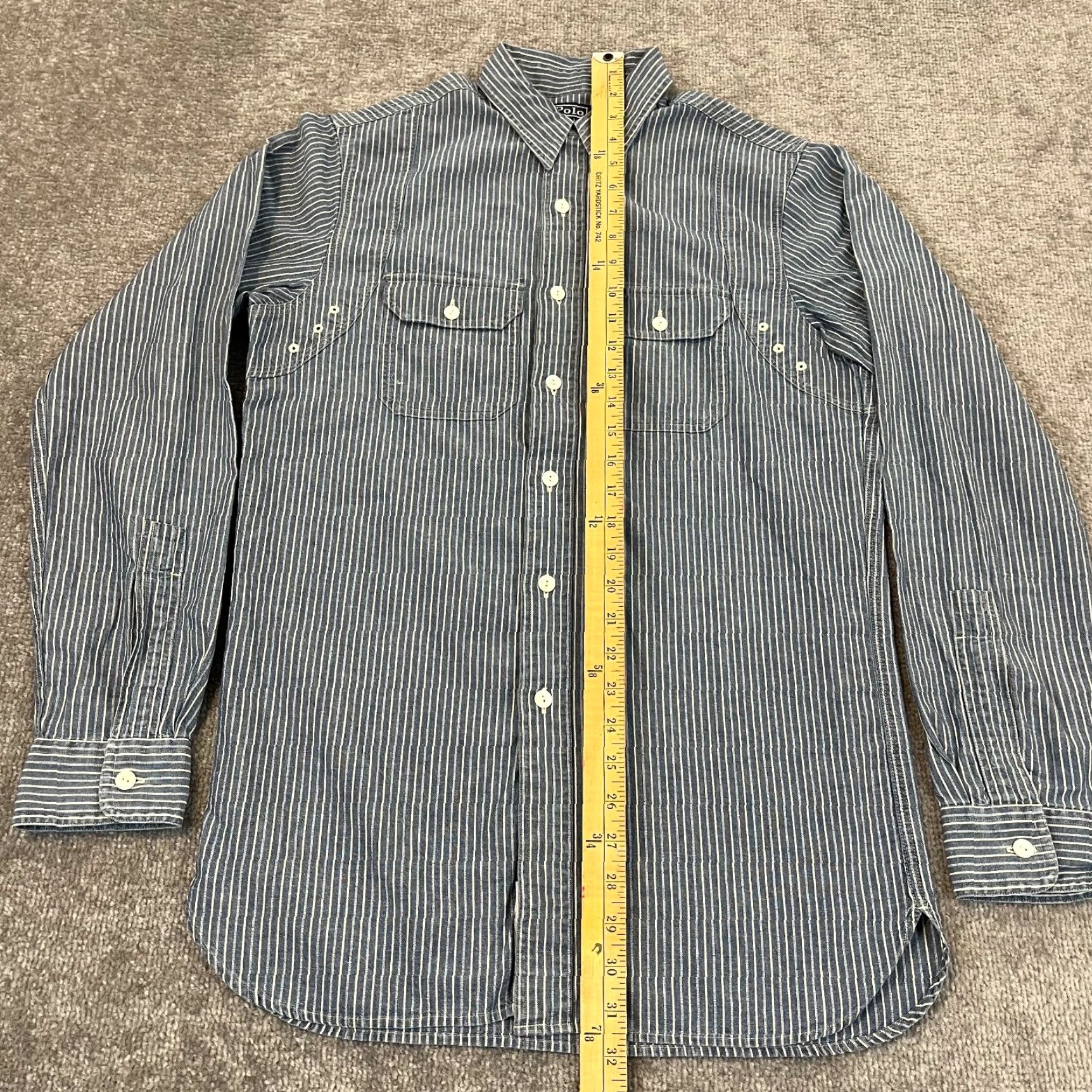Polo Ralph Lauren VINTAGE Ralph Lauren Shirt Men's Small Blue Striped Polo Button-Up Outdoor Casual Size US S / EU 44-46 / 1 - 5 Thumbnail