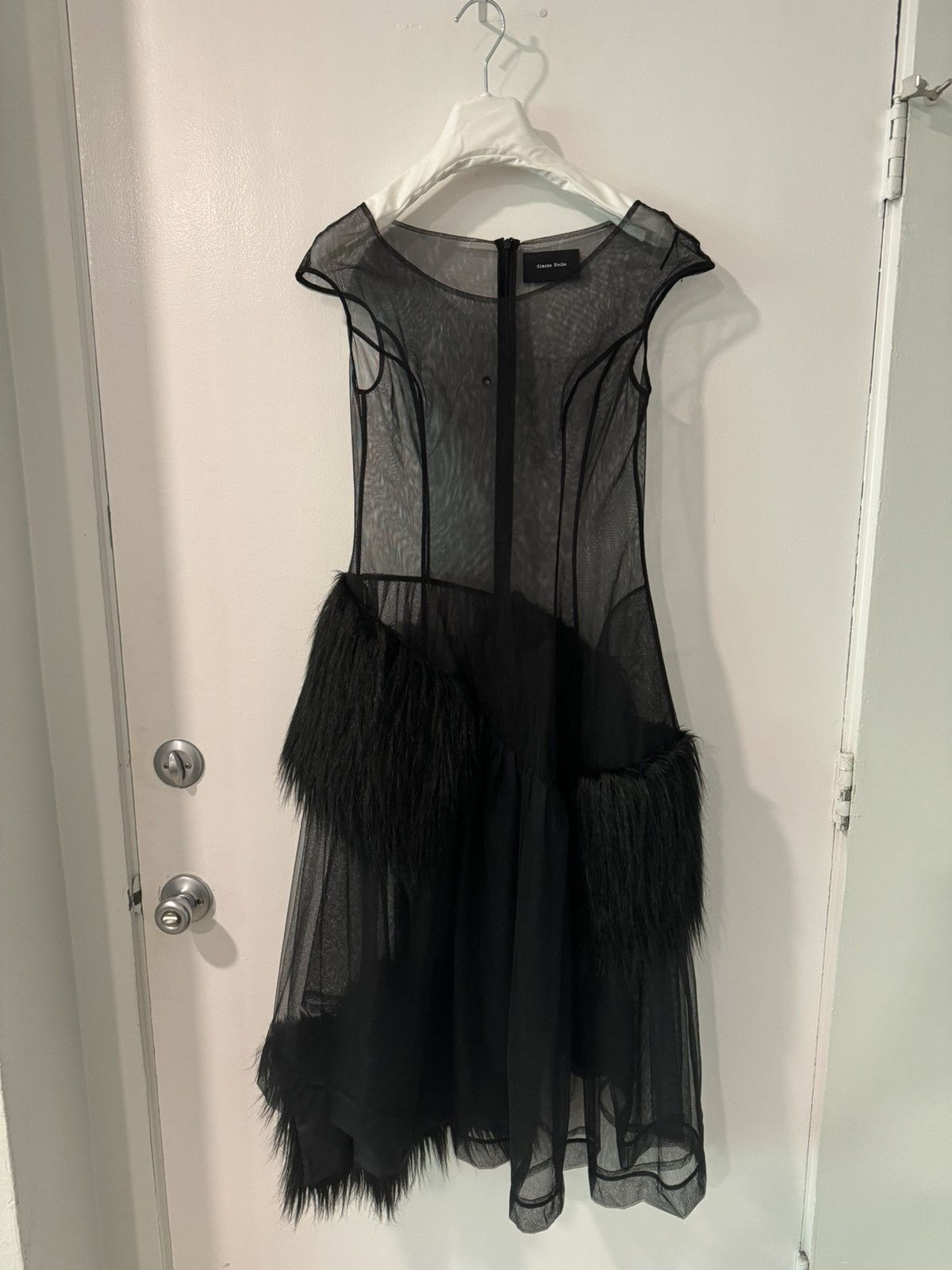 image of Simone Rocha Runway Black Tulle Faux Fur Dress Aw18, Women's (Size XS)