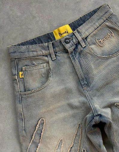 Japanese Brand Distressed Y2K Vintage Embroidered Jeans Size US 29 - 3 Thumbnail