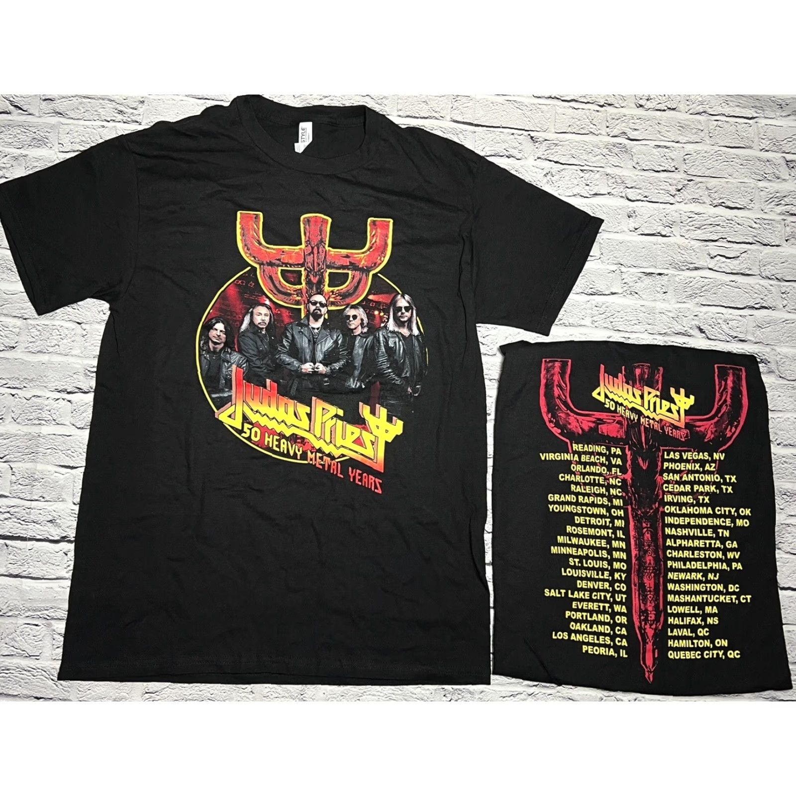 Fruit Of The Loom Judas Priest 50 Heavy Metal Years Tour Graphics Black T-Shirt M Size US M / EU 48-50 / 2 - 2 Thumbnail