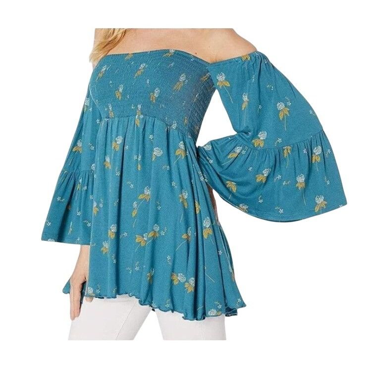 Free People Free People Lana Off-Shoulder Floral Print Peasant Blouse Wi Size S / US 4 / IT 40 - 2 Thumbnail