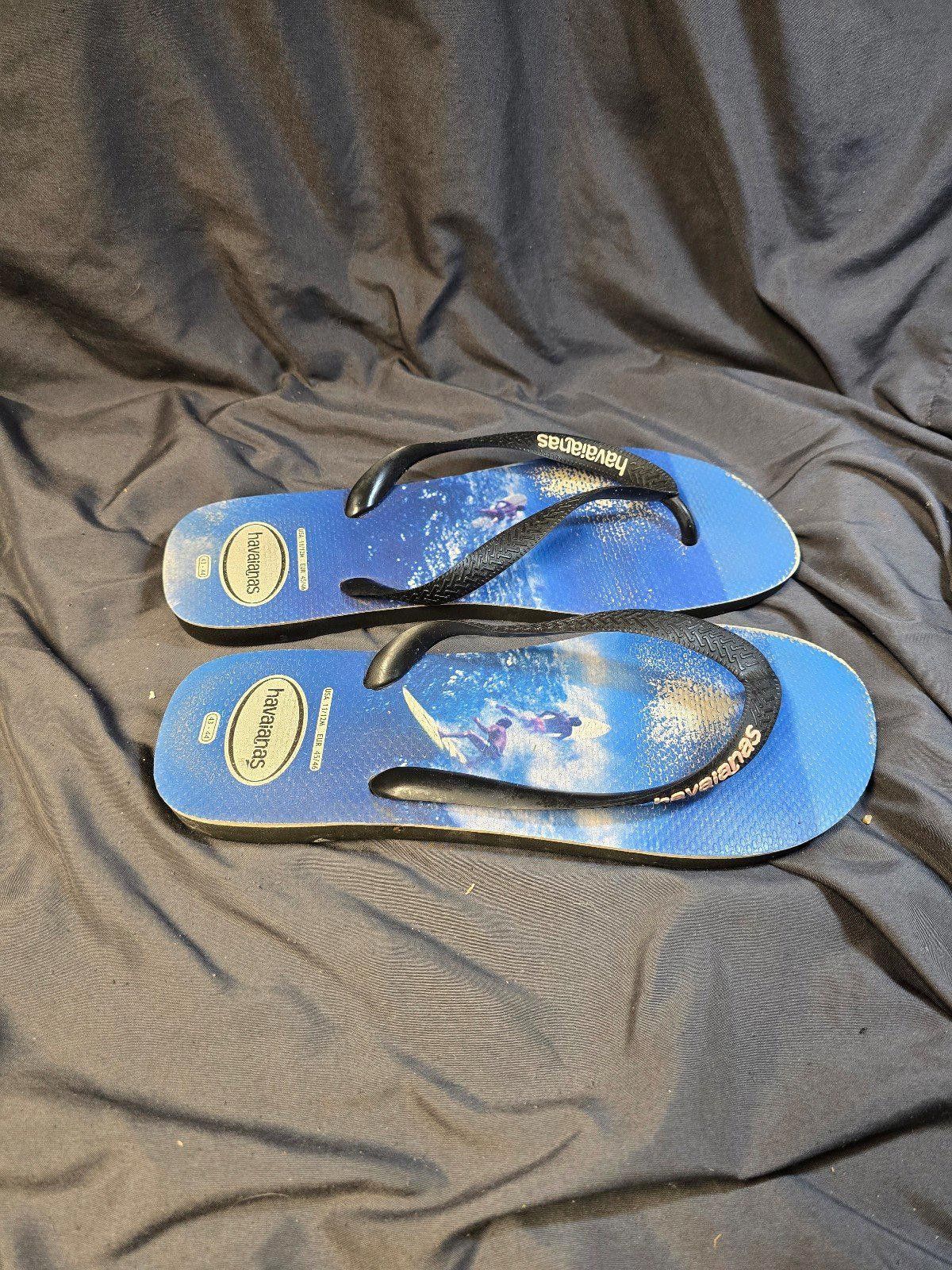 Designer Havaianas Brazil Flip Flops Blue Wave Size 11/12 US Size US 11 / IT 41 - 2 Thumbnail