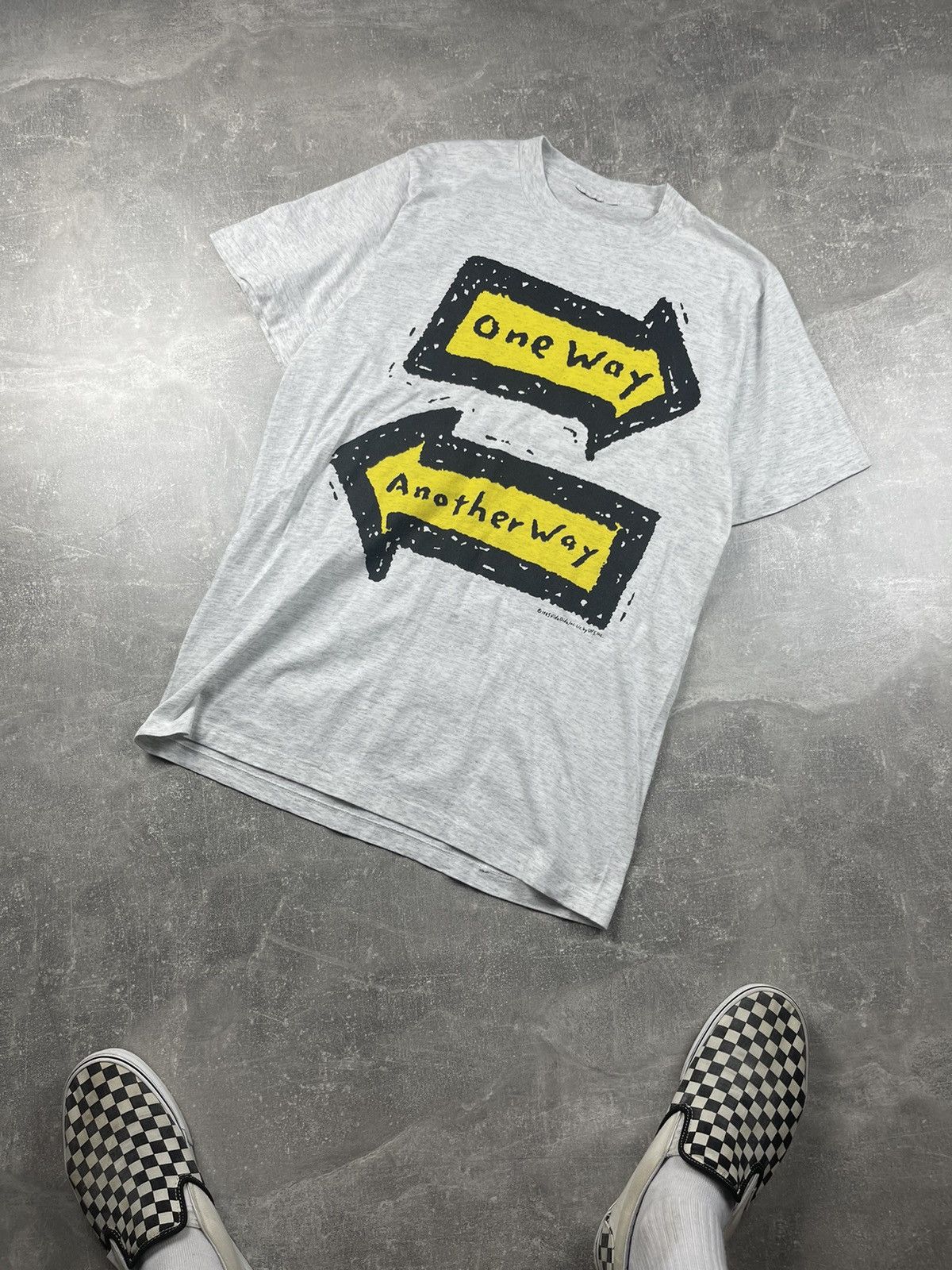 Vintage Vintage 80s Skate Back Logo "My Way" Gray Tee Size US M / EU 48-50 / 2 - 2 Thumbnail
