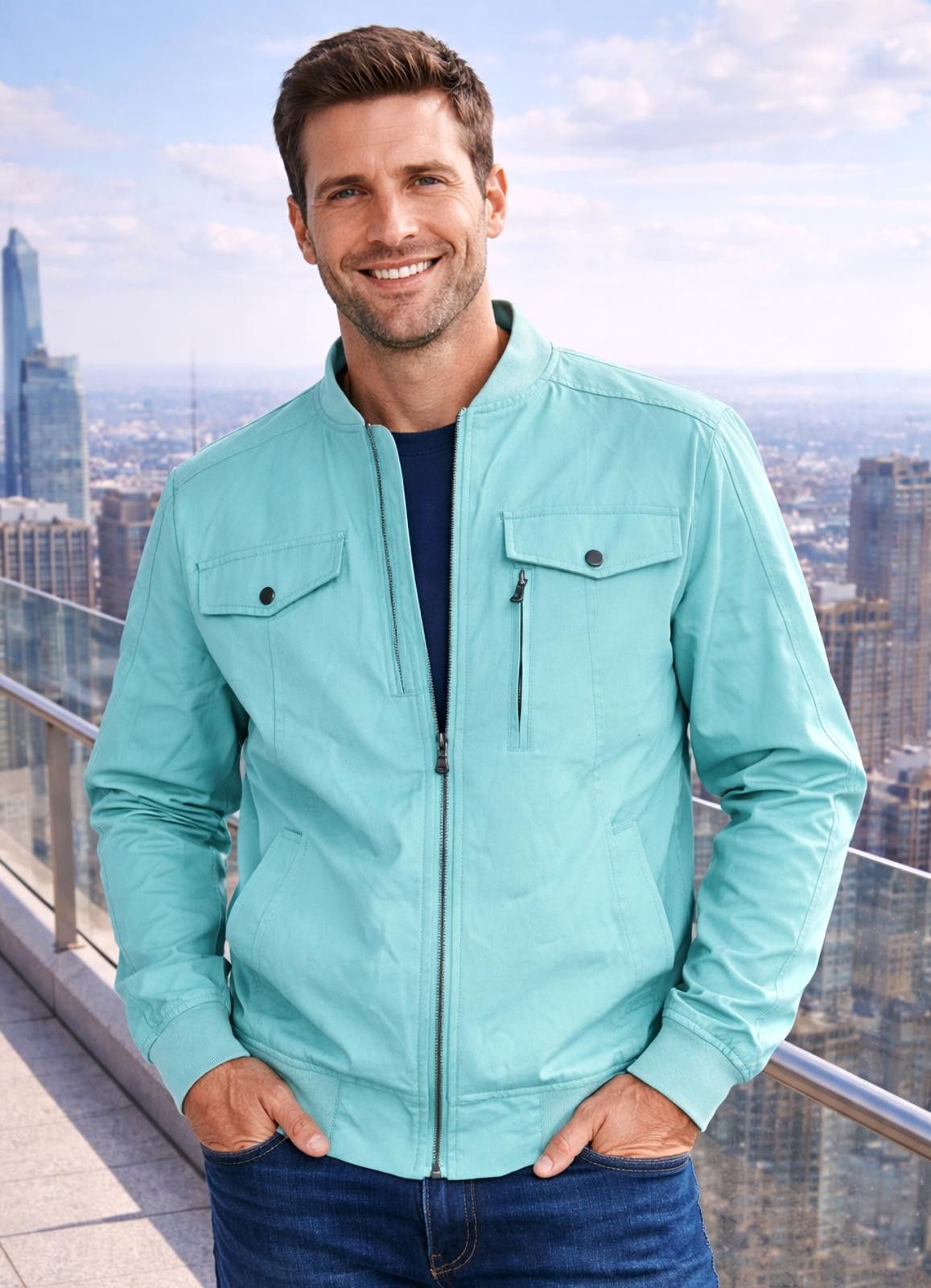 Other Men's XL Teal Bomber Spring Jacket Lightweight Utility - NEW Size US XL / EU 56 / 4 - 1 Thumbnail