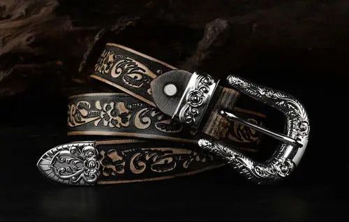 Japanese Brand × Vintage Flower Embossed Leather Belt Size ONE SIZE - 1 Thumbnail