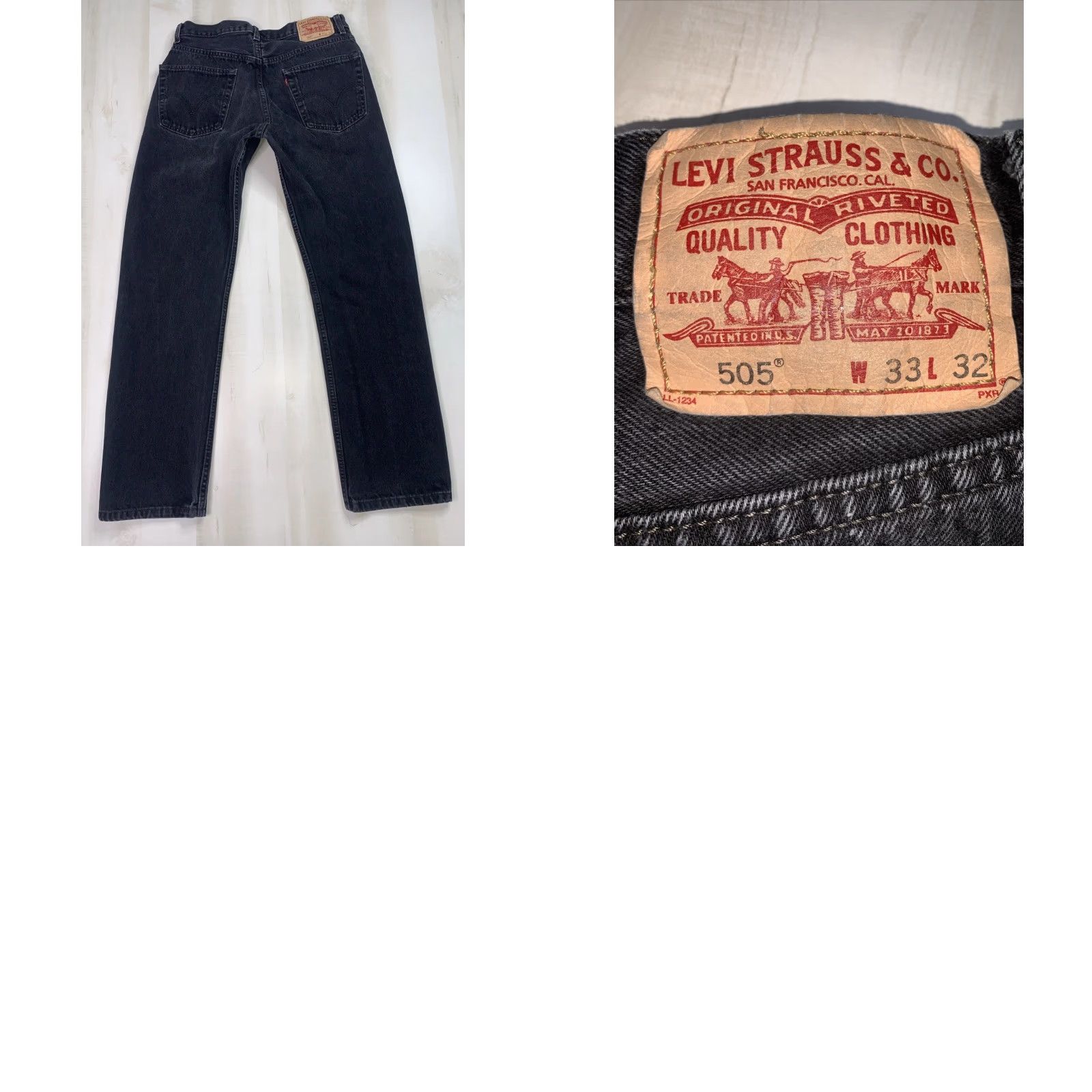 Levi's VINTAGE Levi’s 505 Regular Fit Black Straight Leg Denim Jeans Men’s 33x32-12868 Size US 33 - 8 Thumbnail