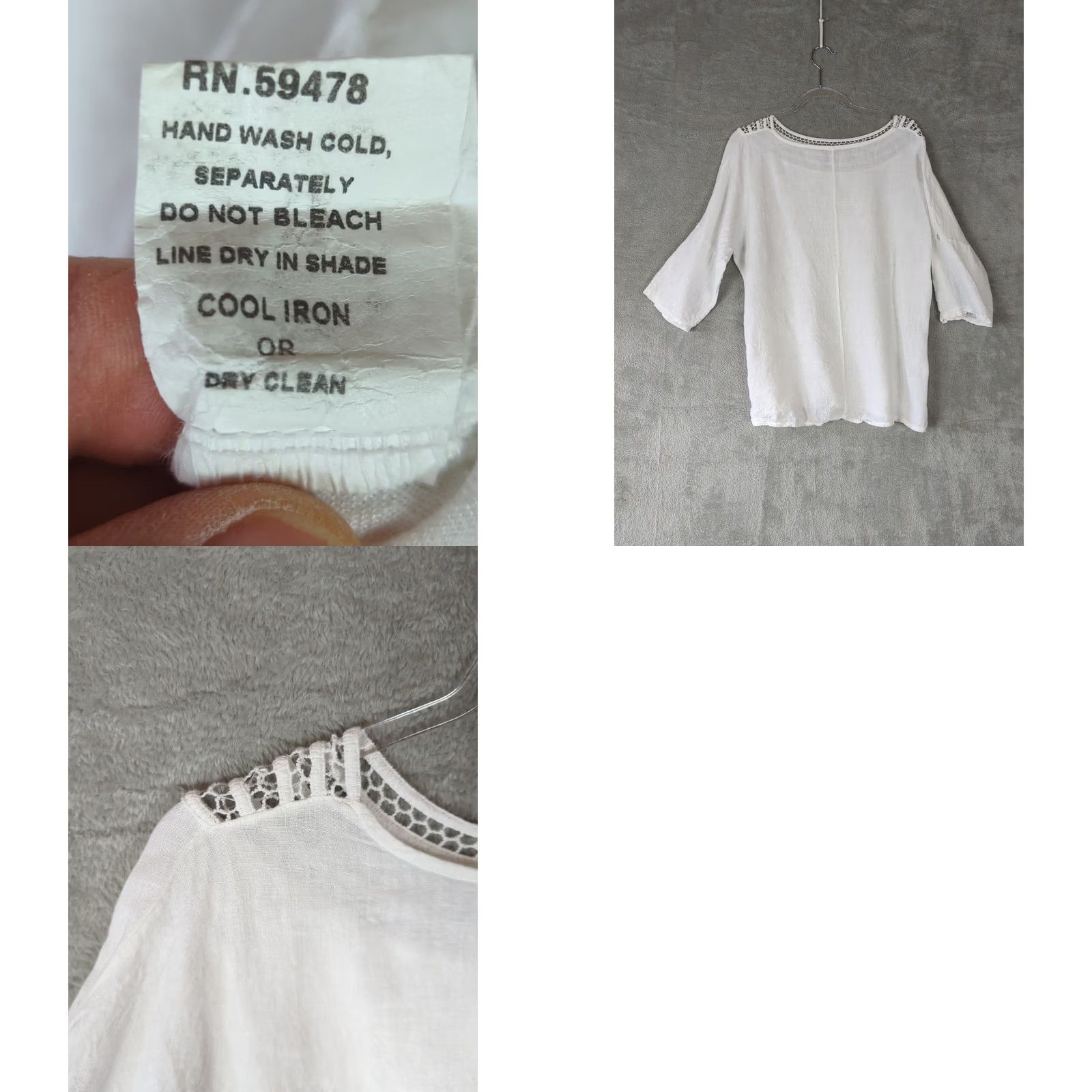 Vintage Francesca Bettini Womens White Linen Blouse Top M Made In Italy Boho Lagenlook Size M / US 6-8 / IT 42-44 - 8 Thumbnail