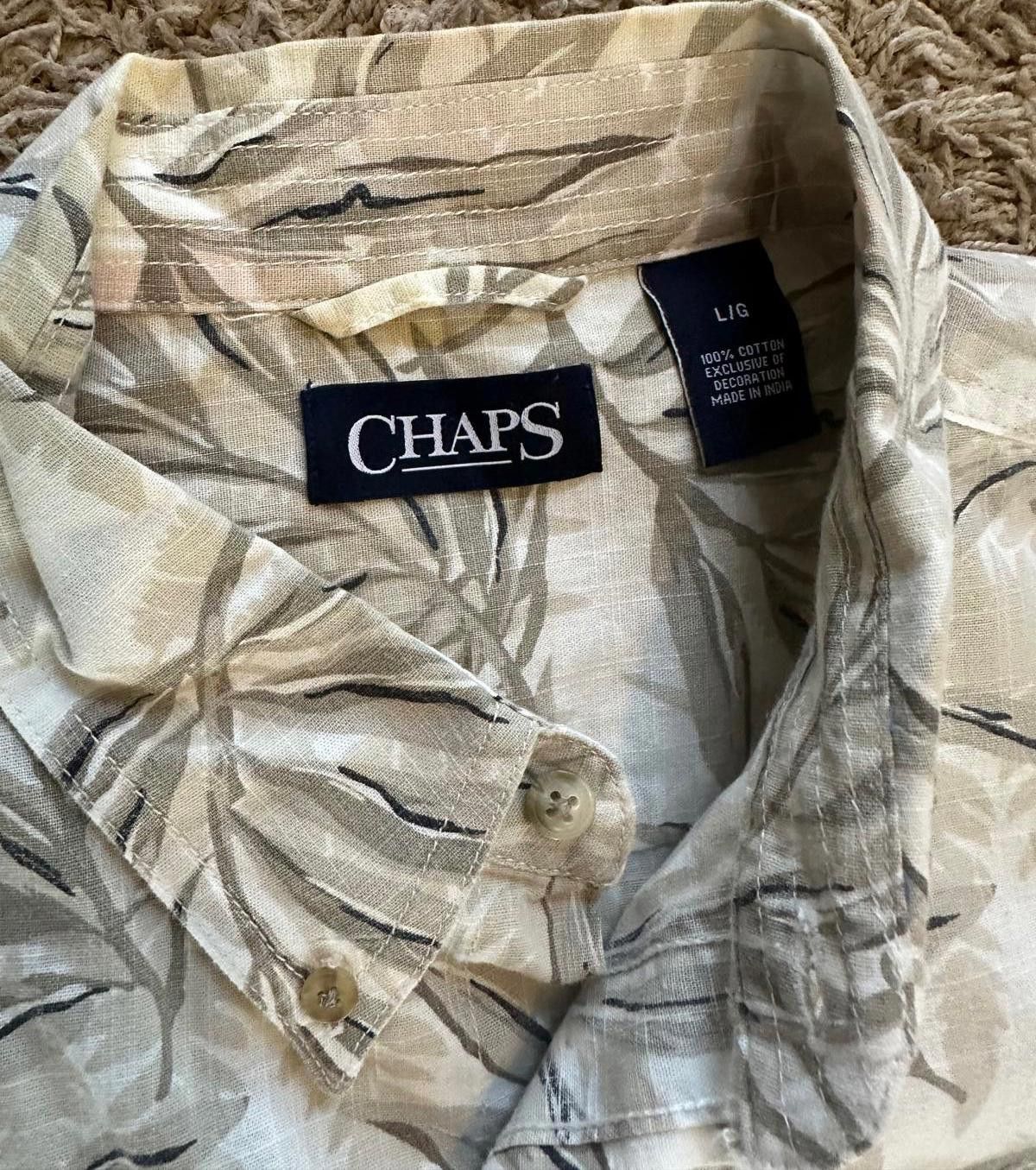 Chaps Chaps Men's Short Sleeve Tropical Leaf Shirt - Size L Size ONE SIZE - 4 Thumbnail