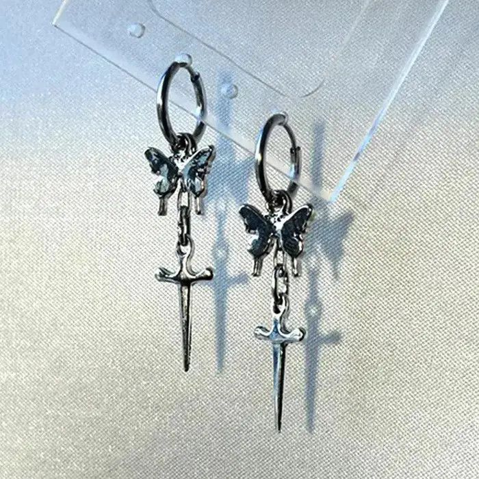 Jewelry Butterfly Dagger Earrings Size ONE SIZE - 2 Thumbnail