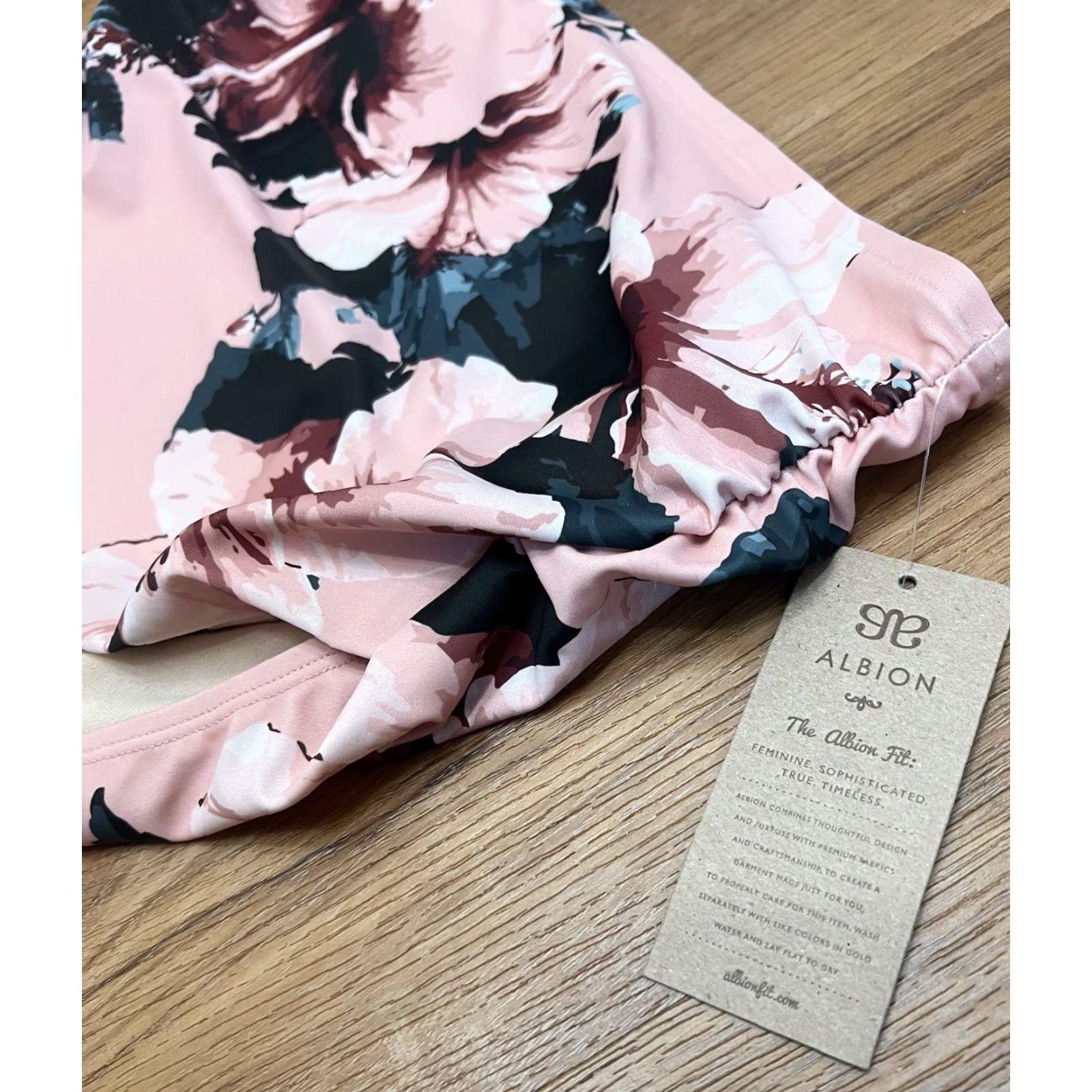 Pinko Albion Bottoms Pink Floral High-Waisted Ruched L Women's Full Coverage NWT Size 36" / US 14 / IT 50 - 2 Thumbnail