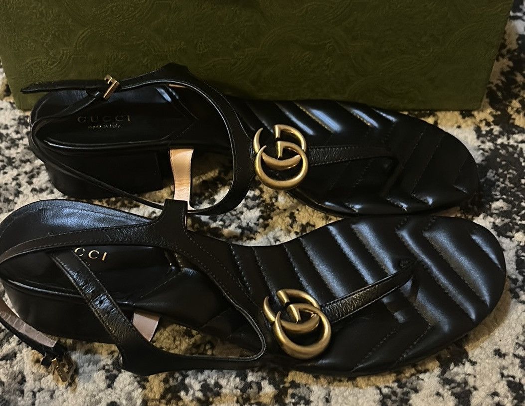 Gucci Gucci Double G Thong Sandal Nappa Black size 40.5 Size US 10.5 / IT 40.5 - 4 Thumbnail