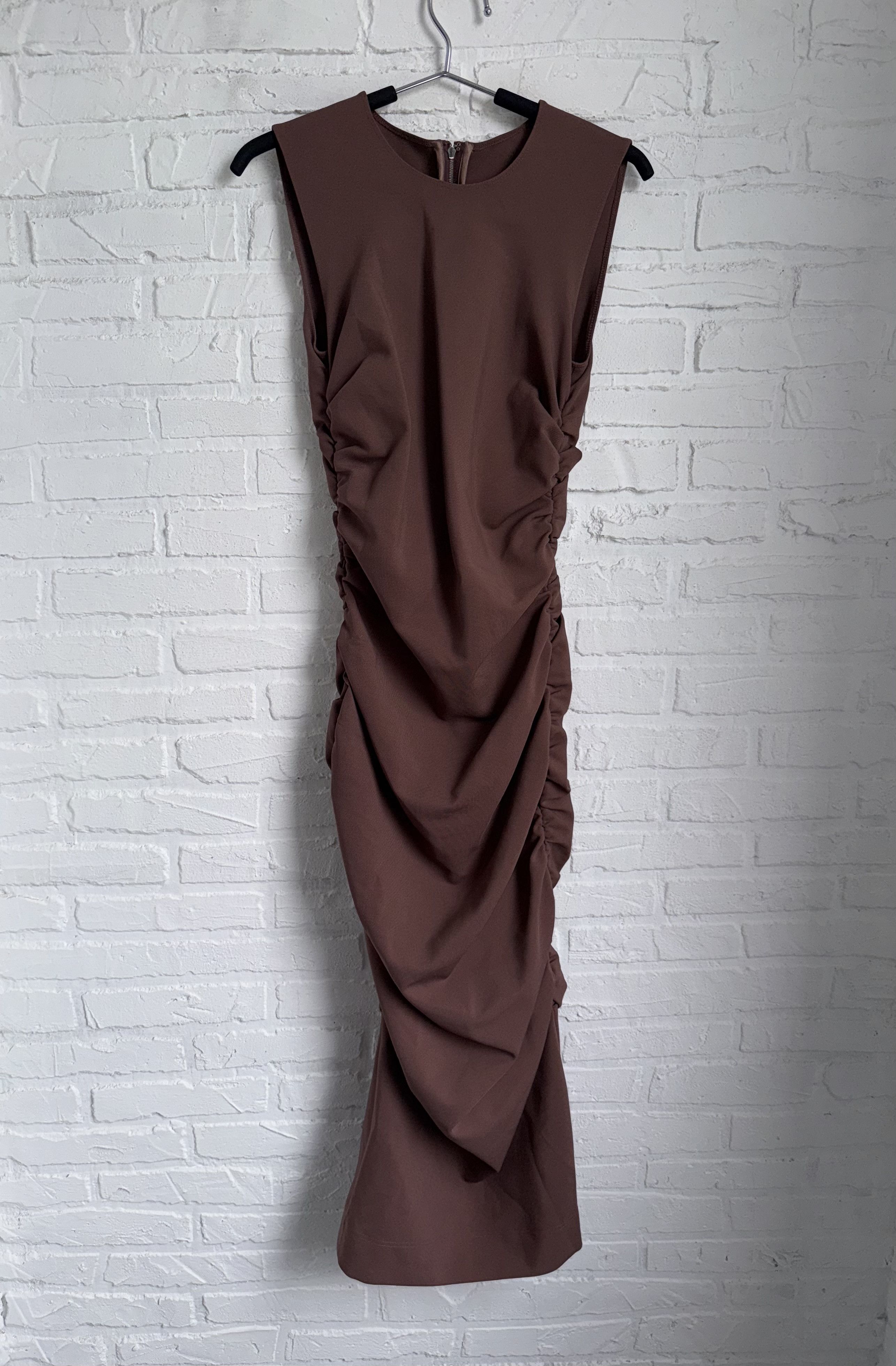 Dolce & Gabbana Dolce & Gabbana Ruched Midi Dress Brown Taupe Bodycon Size XS / US 0-2 / IT 36-38 - 2 Thumbnail