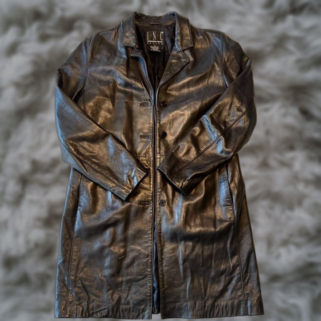 Vintage INC International Concepts Jacket Women Petite Medium Black Button Front Leather Size M / US 6-8 / IT 42-44 - 1 Thumbnail