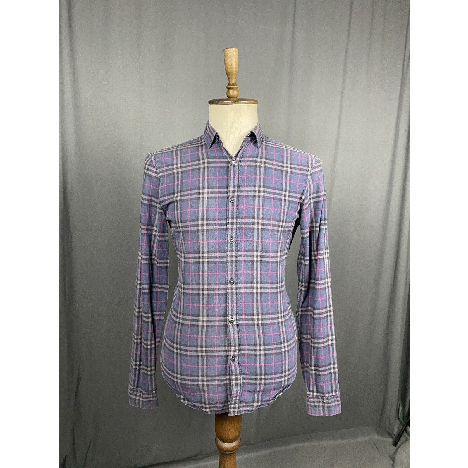 Burberry Burberry Nova Check Men's Blue Purple Checked Longsleeve Shi Size US S / EU 44-46 / 1 - 2 Thumbnail