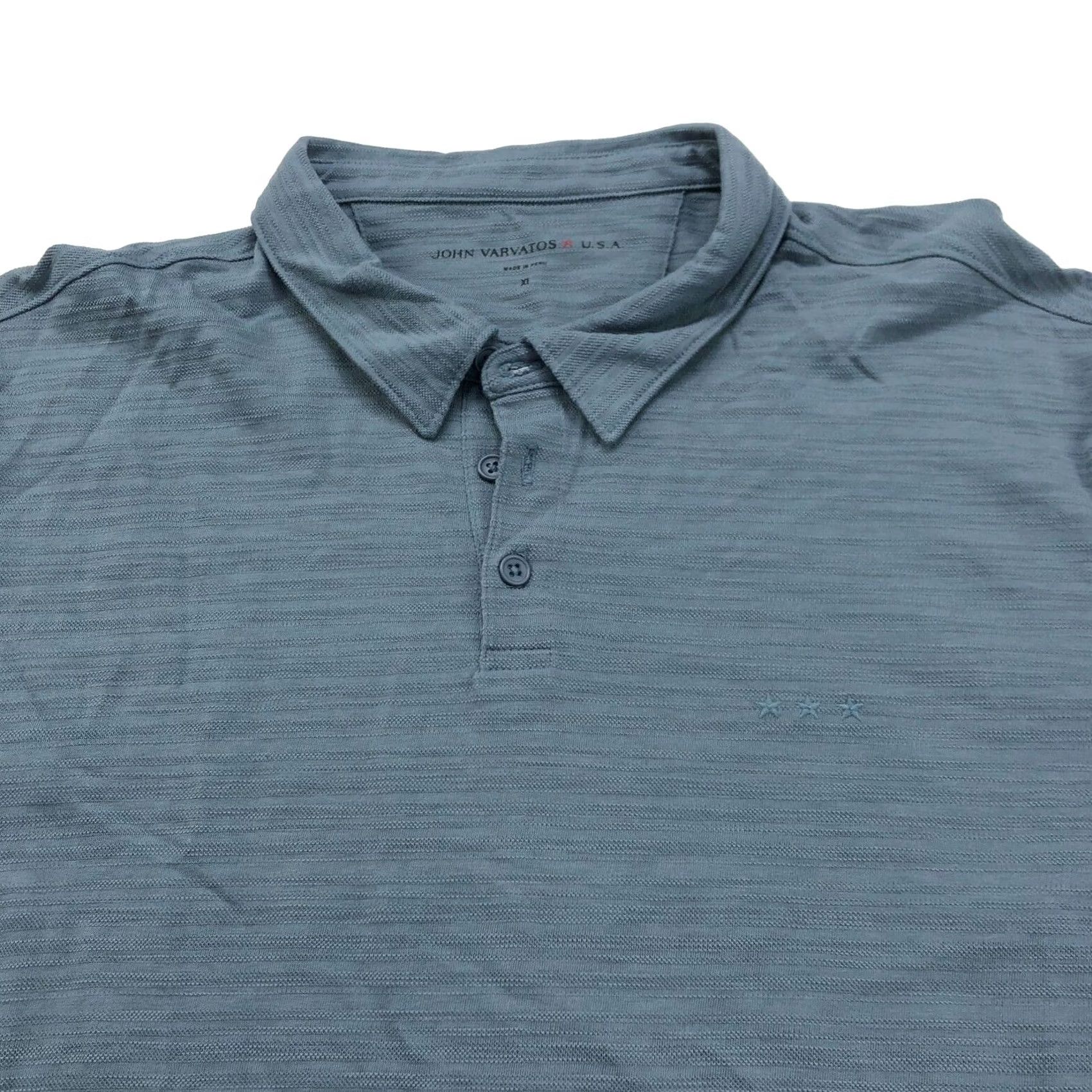 John Varvatos VINTAGE John Varvatos XL Gray SS Stretch Button Polo Striped Casual Shirt Size US XL / EU 56 / 4 - 2 Thumbnail