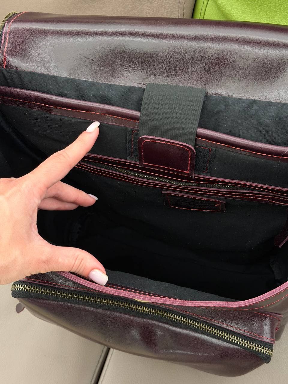 Handmade Leather backpack. Laptop backpack. Genuine Shiny leather Size ONE SIZE - 3 Thumbnail