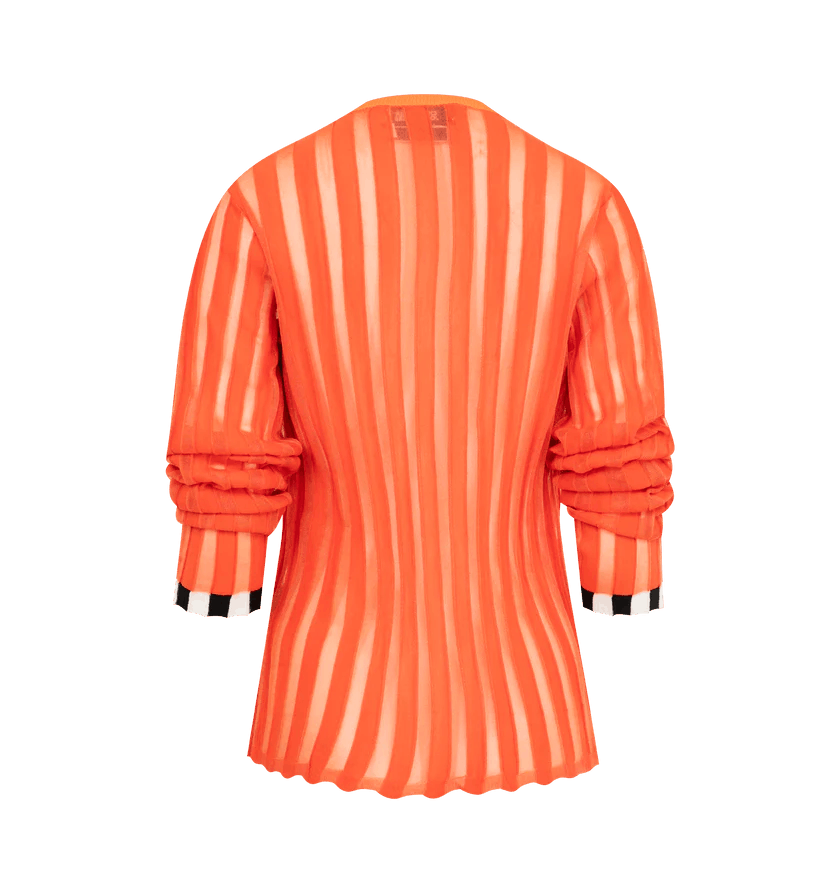Christopher John Rogers o1h1sh11225 Pleated Cardigan With Alpaca Trim in Orange Size L / US 10 / IT 46 - 2 Thumbnail