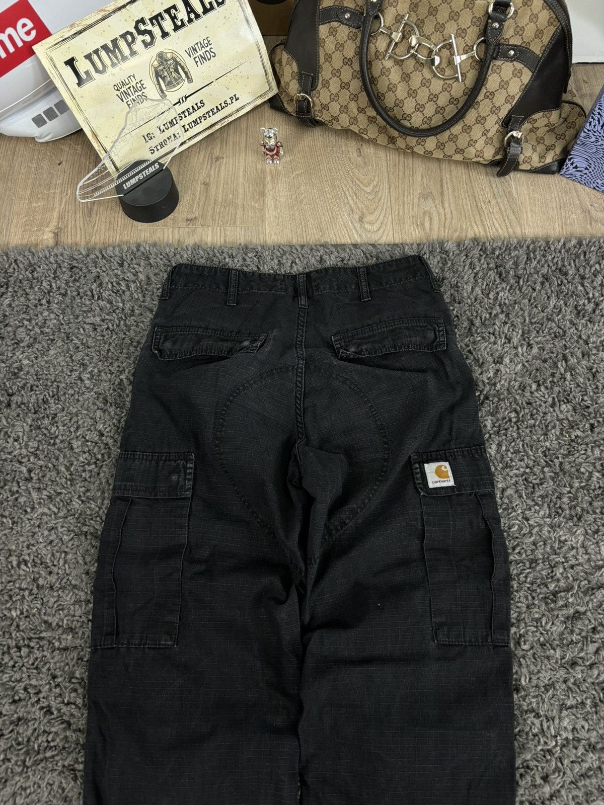 Carhartt × Vintage Wide Leg Cargo Baggy Carhartt Black Pants Y2K Vintage Skate Size US 32 / EU 48 - 3 Thumbnail