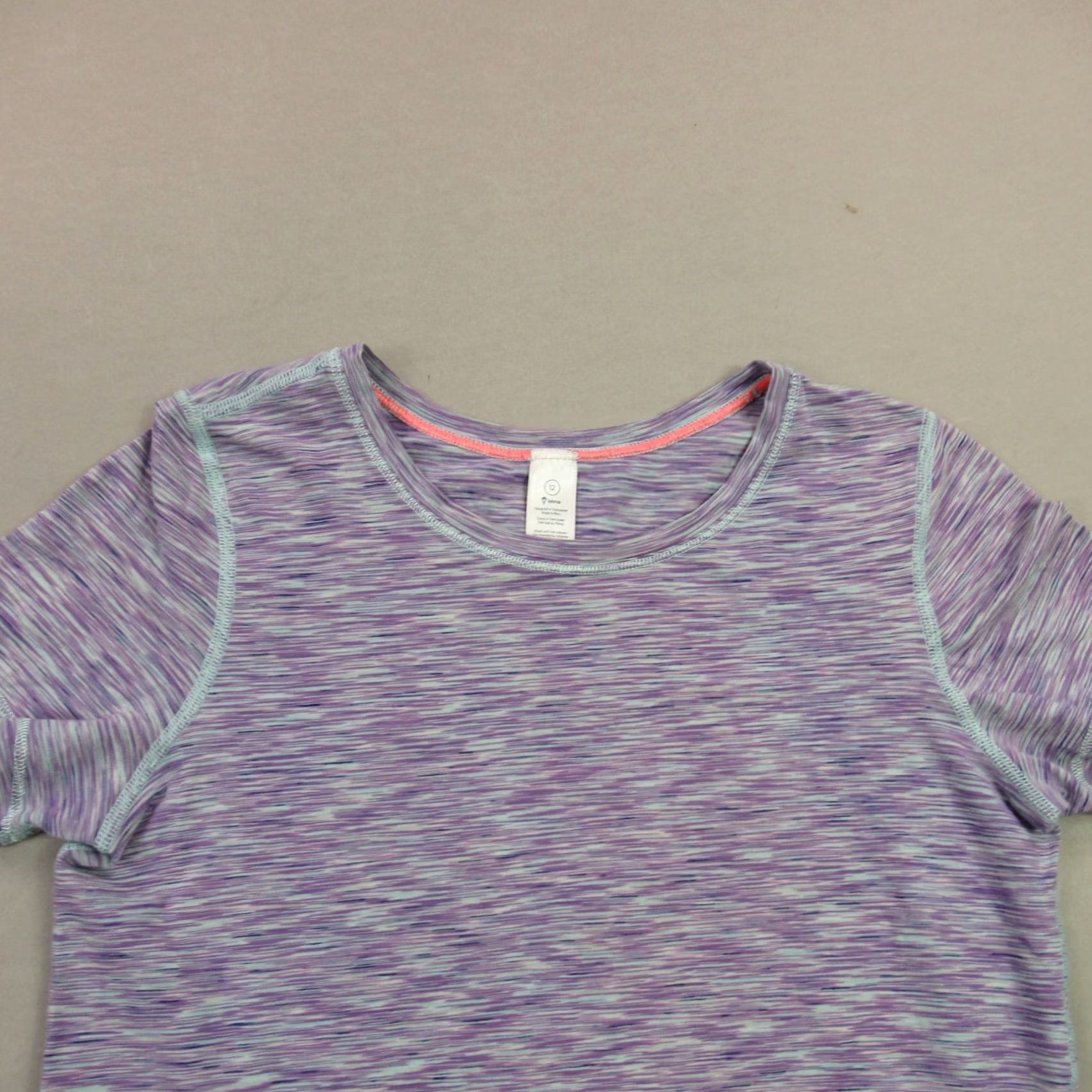 Lululemon ivivva Shirt Womens 12 Short Sleeve Crew Neck Purple Casual Lightweight Size XL / US 12-14 / IT 48-50 - 3 Thumbnail