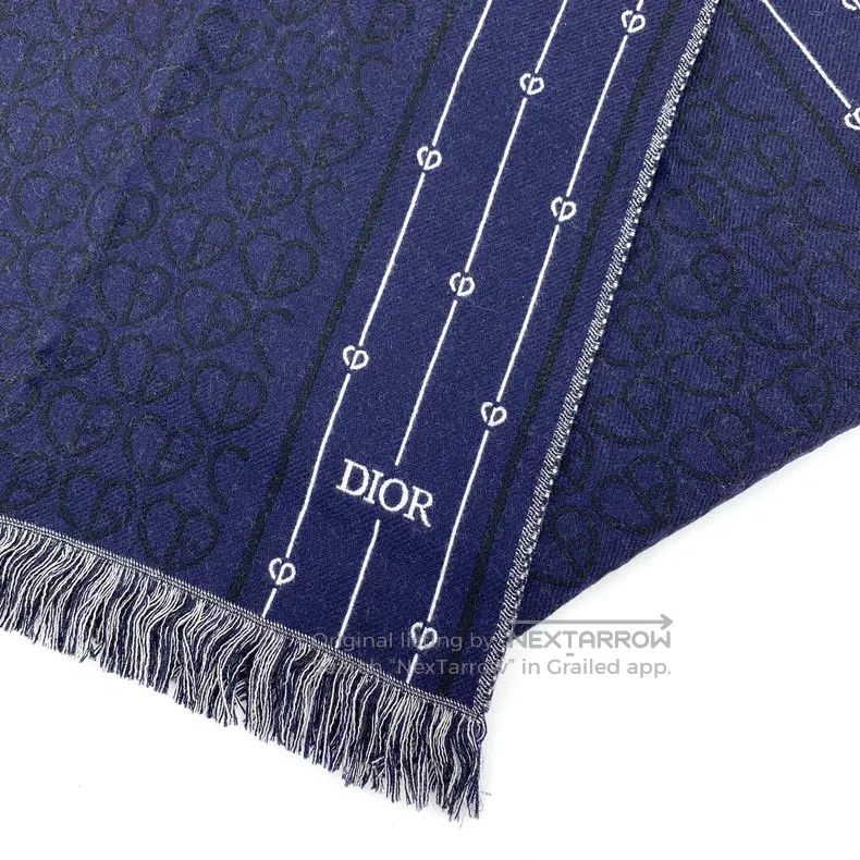 Dior Dior Dark blue CD letter embroidery full-print wool tassel Size ONE SIZE - 4 Thumbnail