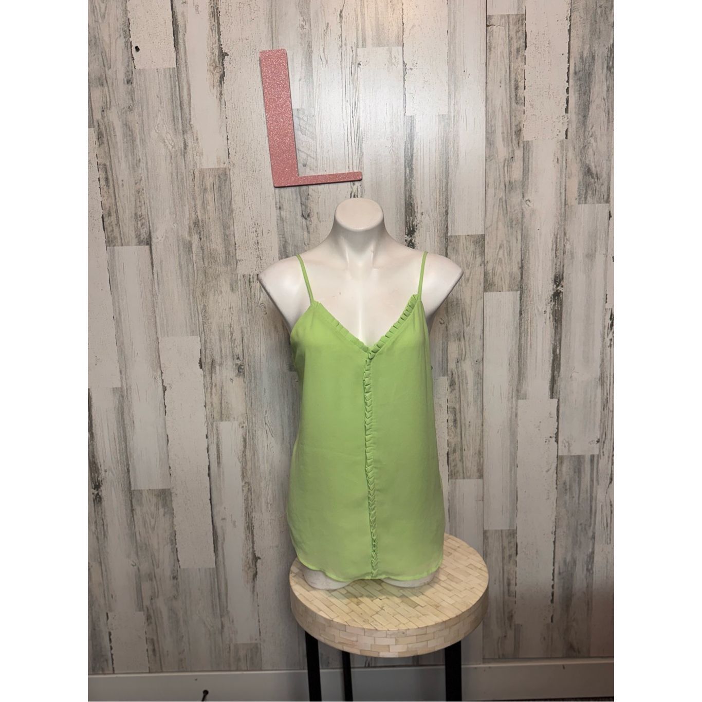 Other Naked Zebra Lime Green Sleeveless V-Neck Blouse Women’s Larg Size L / US 10 / IT 46 - 1 Thumbnail