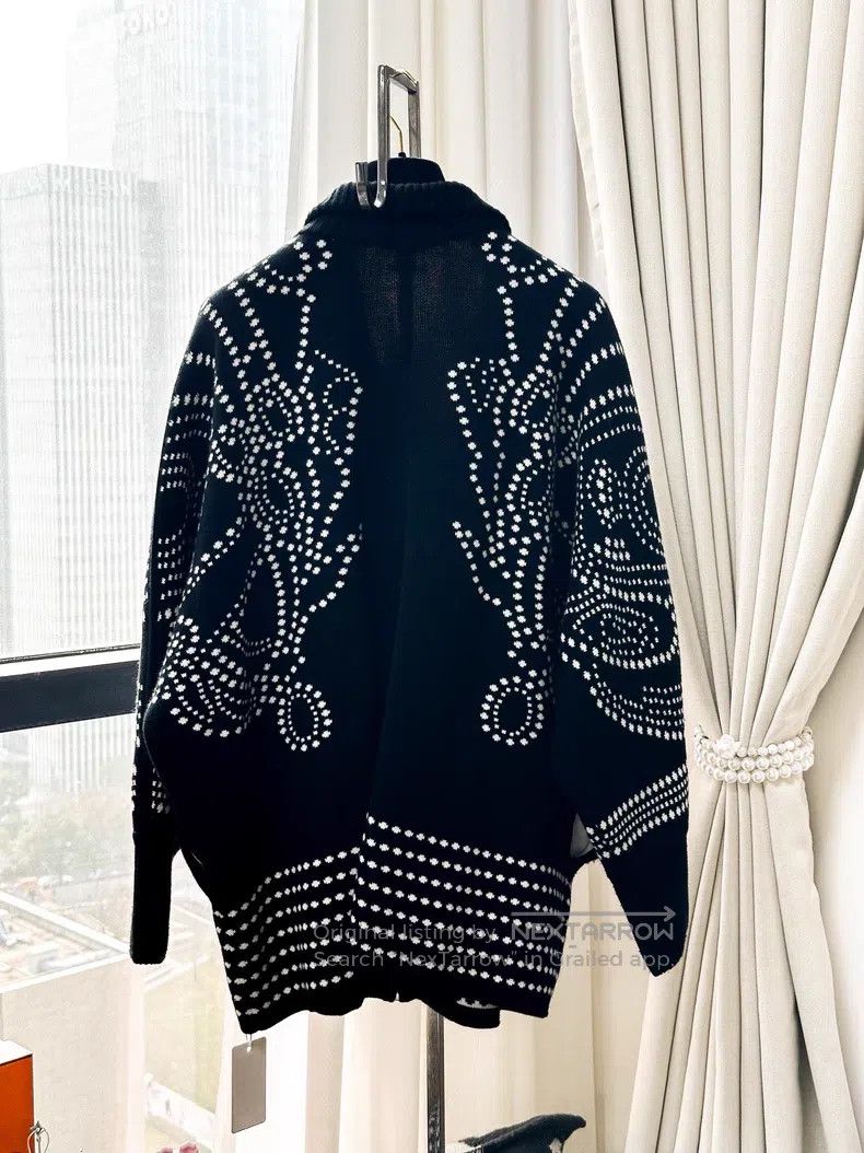 Hermes Hermes Black Cashmere Crochet Zip Up Long Sleeve Sweater Size XXS / US 00 / IT 34 - 3 Thumbnail