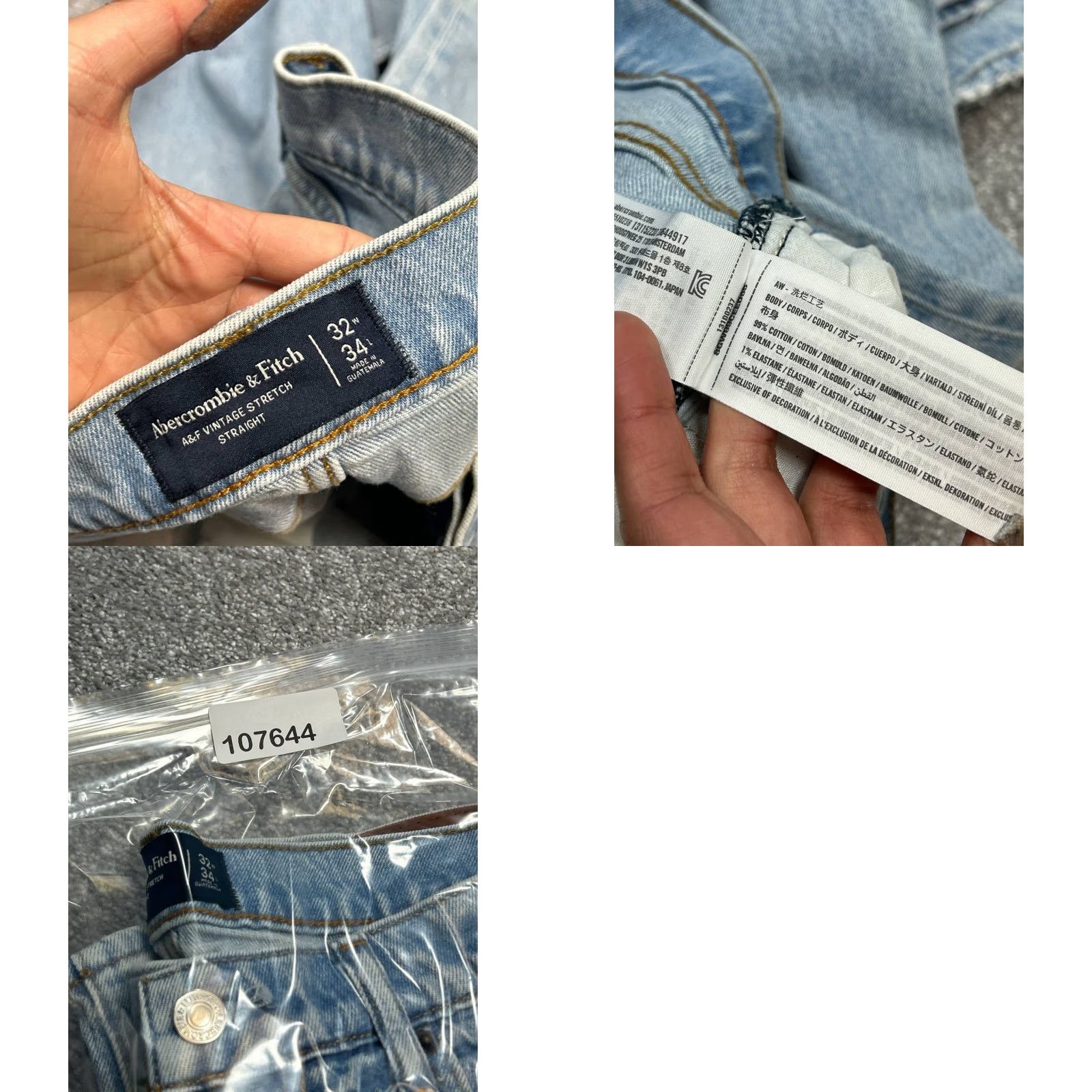 Abercrombie & Fitch Abercrombie & Fitch Jeans Mens 32 Blue Cotton Denim 30x33 Straight 5-Pocket Design Regular Modern Vintage No Size US 32 / EU 48 - 8 Thumbnail