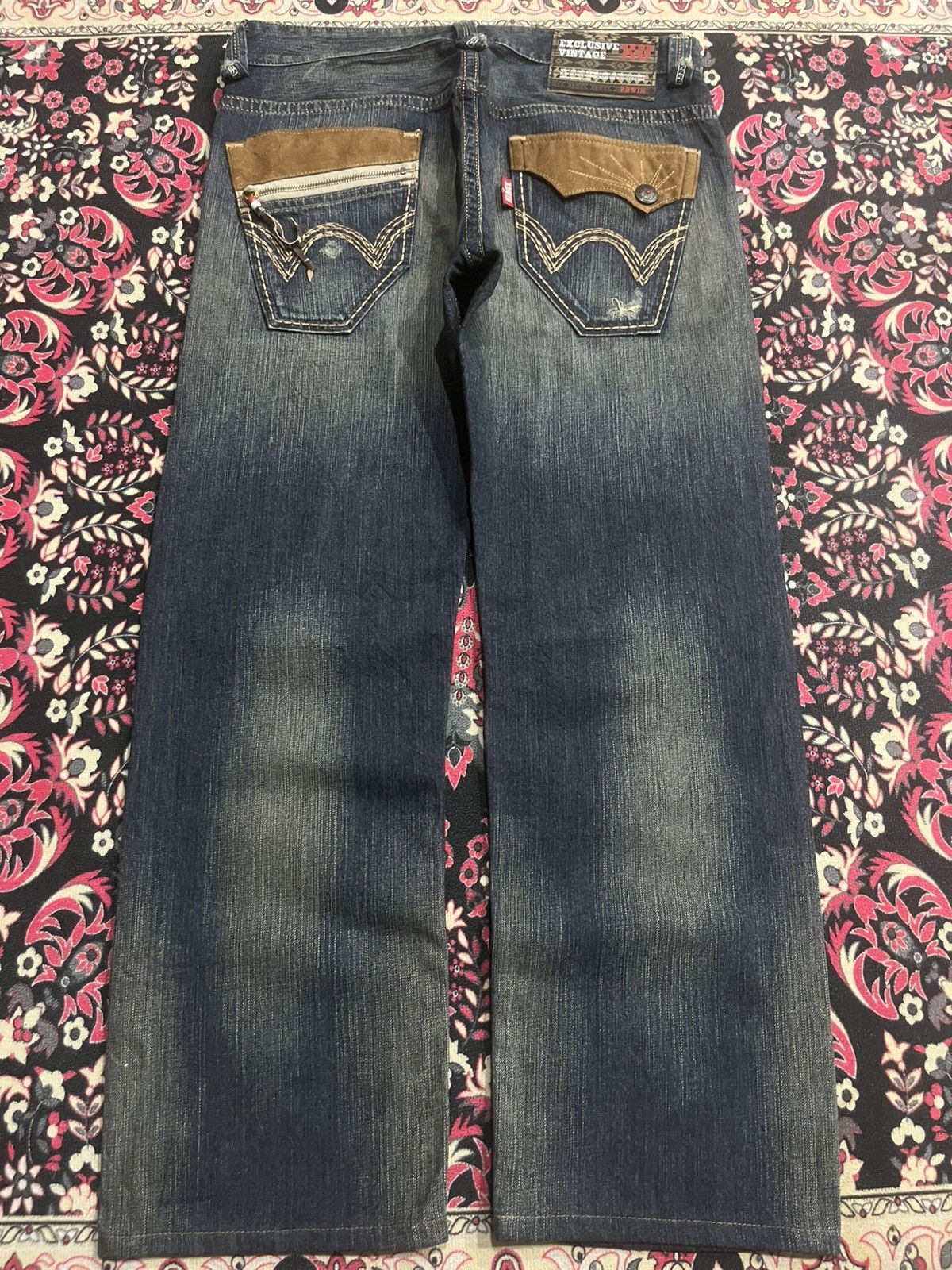 Kapital Kountry Edwin Exclusive Vintage Dark Blue Faded Sashiko Loose Jeans Size US 34 / EU 50 - 2 Thumbnail