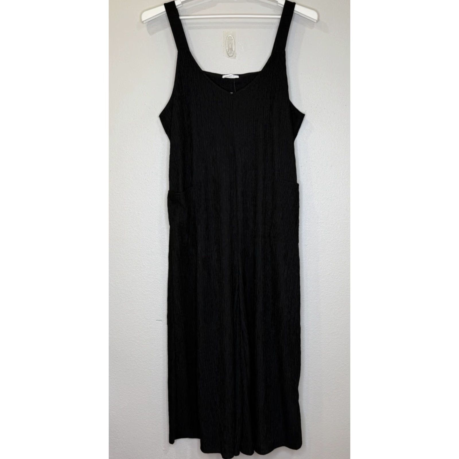 Vintage Chicsoul Jumper Romper Black Tank Top Wide Leg Pockets Stretch 1X New Women’s Size XL / US 12-14 / IT 48-50 - 2 Thumbnail