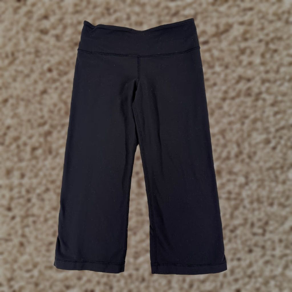 Lululemon Lululemon Pants Women 4 Black Wide Leg Crop 20" Gym Yoga Workout Casual READ Size 27" / US 4 / IT 40 - 1 Thumbnail