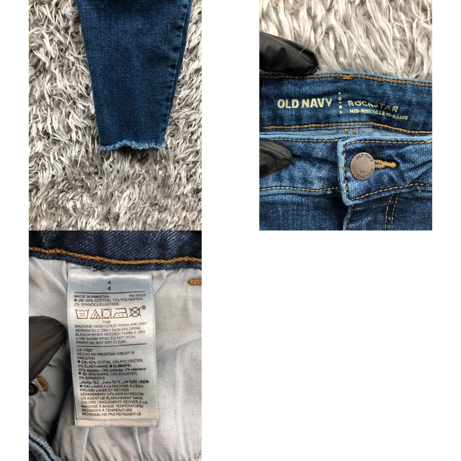 Old Navy Old Navy Rockstar Skinny Jeans Size 4 Womens Medium Wash Blue Raw Hem Jeans Regular 27in Inseam 5-Pocket Denim Cotton Zip Button Logo Size 27" / US 4 / IT 40 - 8 Thumbnail