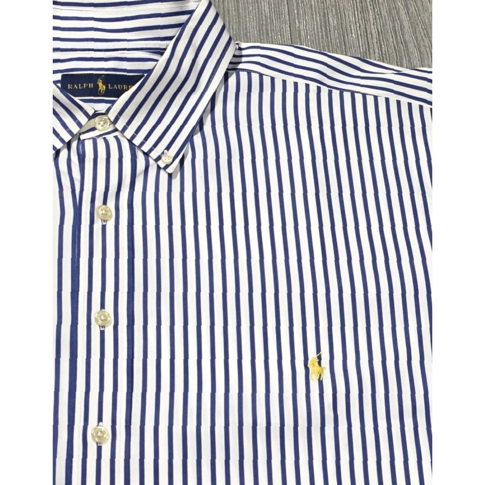 Polo Ralph Lauren Ralph Lauren Polo Long Sleeve Shirt 2XLT Blue White Stripe Bengal Poplin OCBD Button-Up Mens Size US XXL / EU 58 / 5 - 5 Thumbnail