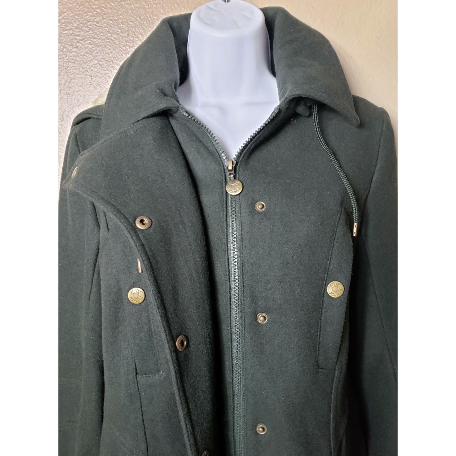 Betsey Johnson Betsey Johnson Black Label Womens |2| Forest Green Wool Coat w/Sherpa Lined Hood Jacket/Coat, Hooded, Lined, Vintage Size XS / US 0-2 / IT 36-38 - 2 Thumbnail