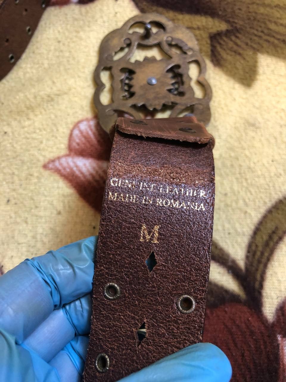 Vintage Vintage Brown Genuine Leather Floral Buckle Size ONE SIZE - 2 Thumbnail