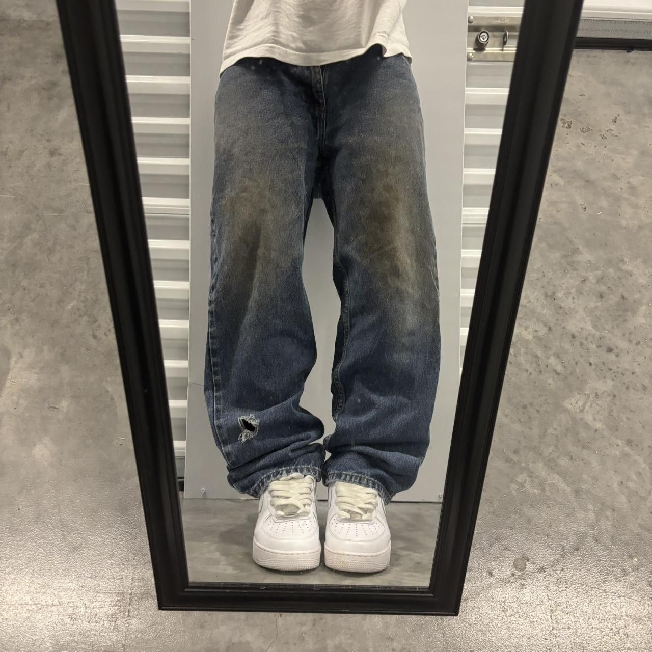 Japanese Brand × Vintage Crazy Vintage Y2K/2000s Grunge Faded Dark Wash Workwear Style Denim Jeans! Size US 34 / EU 50 - 1 Thumbnail